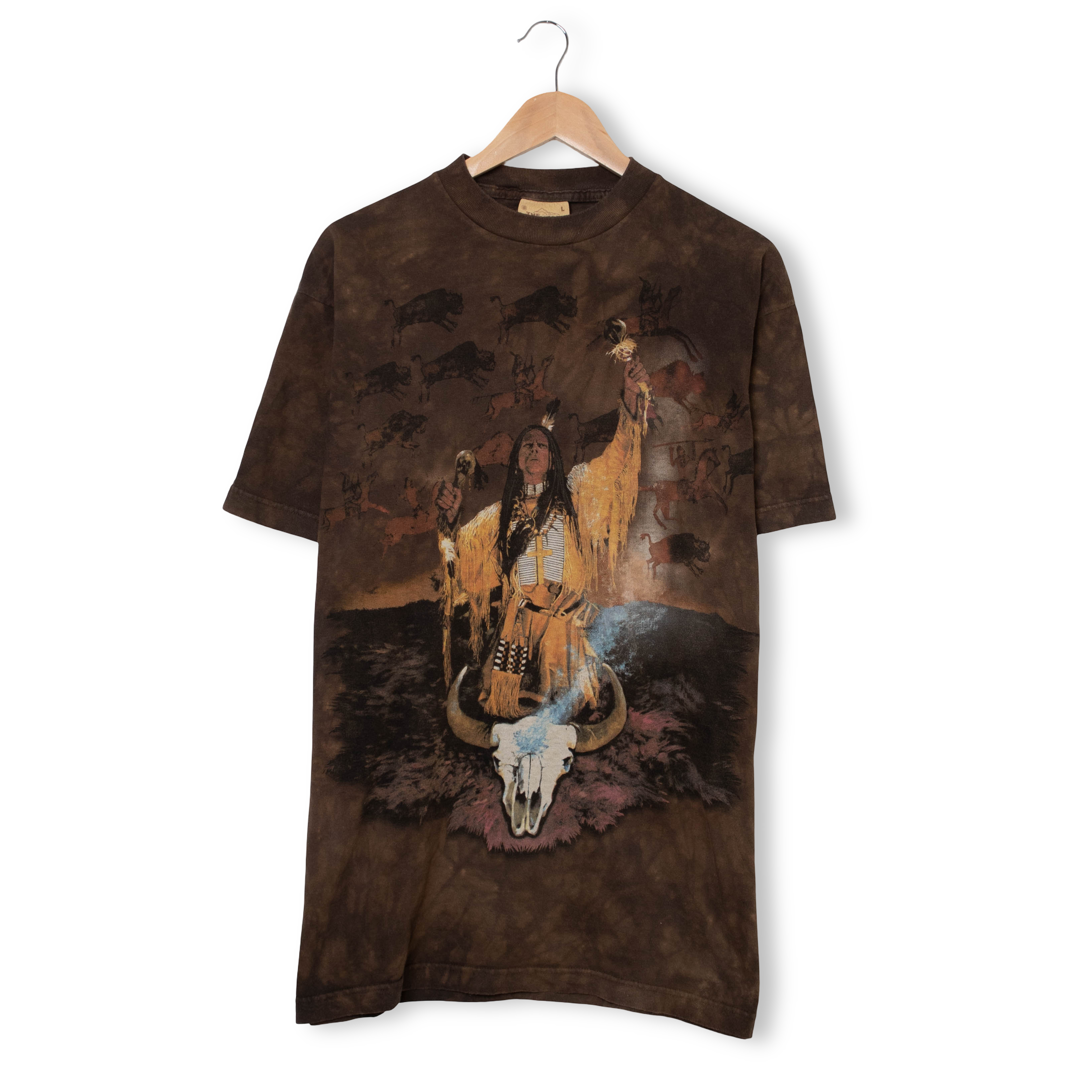 Vintage 90s brown graphic print The Mountain USA T shirt - Size L