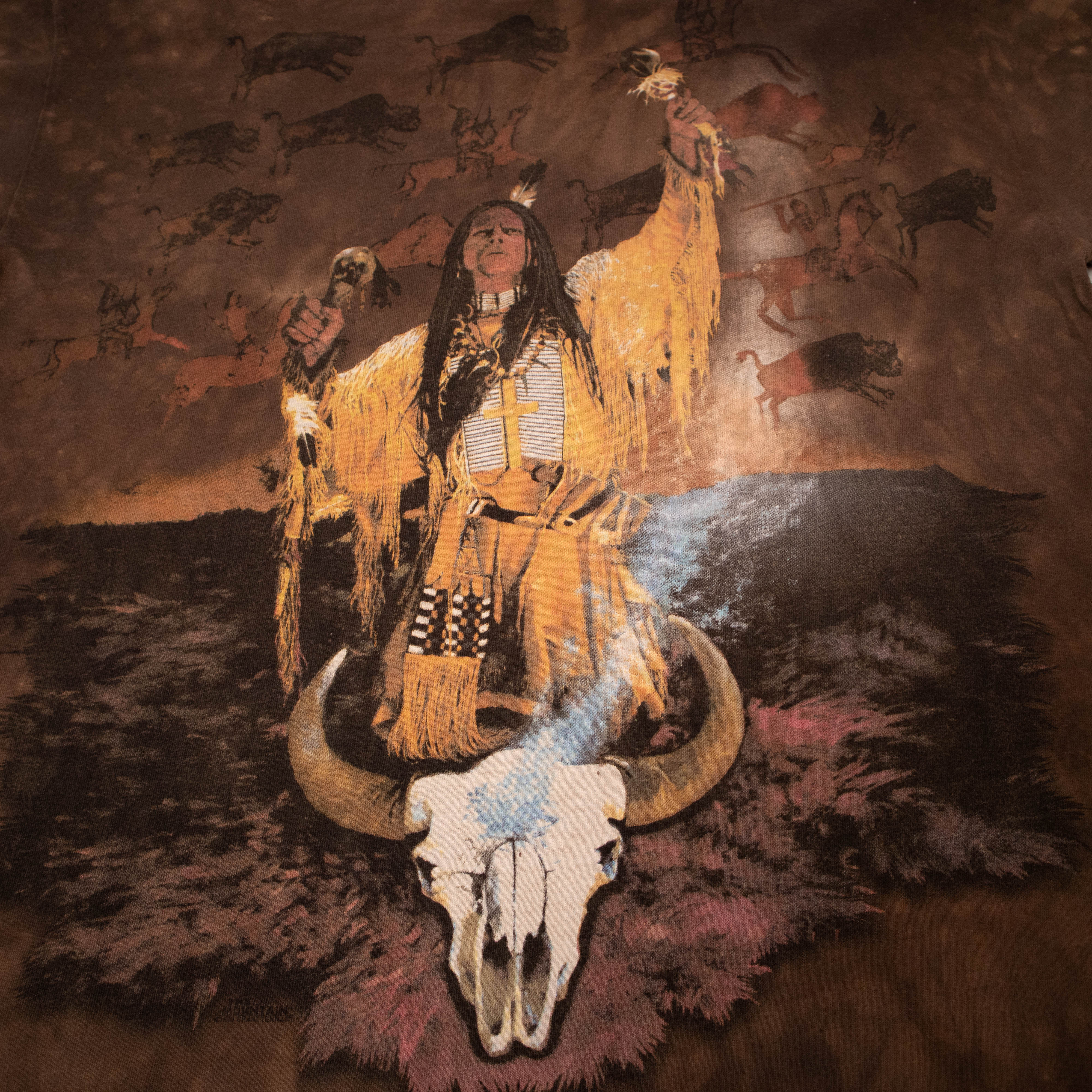 Vintage 90s brown graphic print The Mountain USA T shirt - Size L