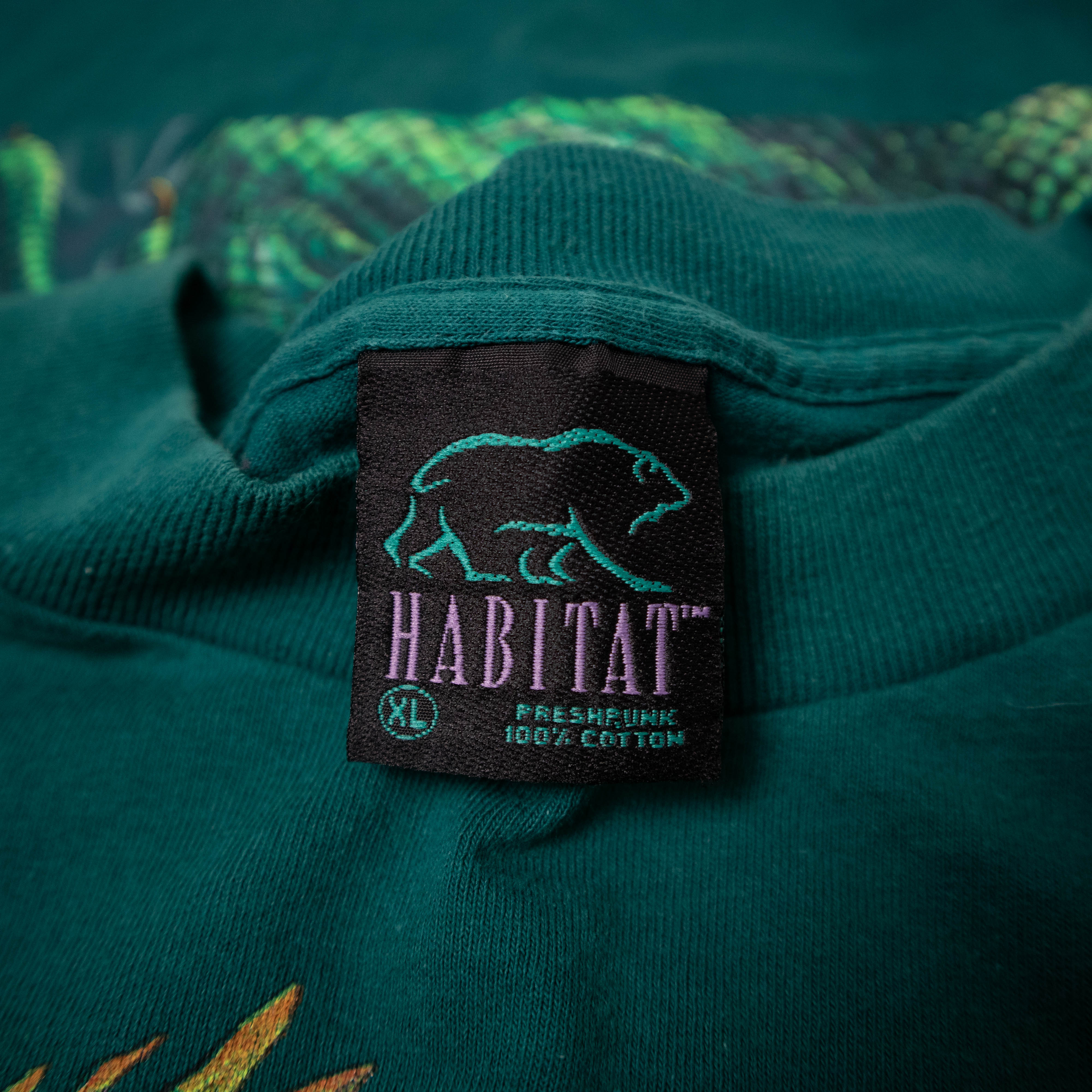 Vintage 90s dark green hyguana graphic print T shirt - Size XL