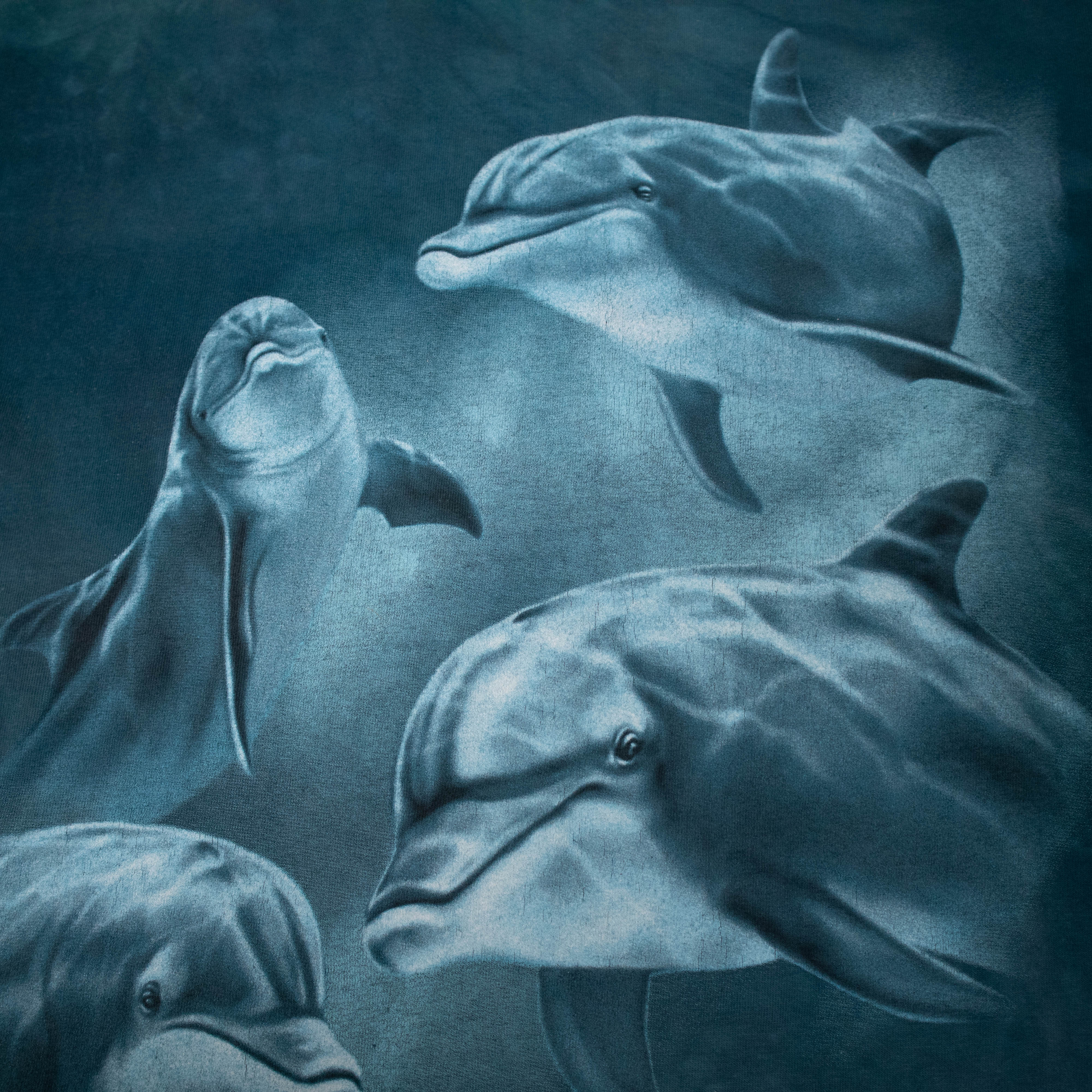 Vintage 90s blue dolphin graphic print T shirt Made in USA - Size M/L