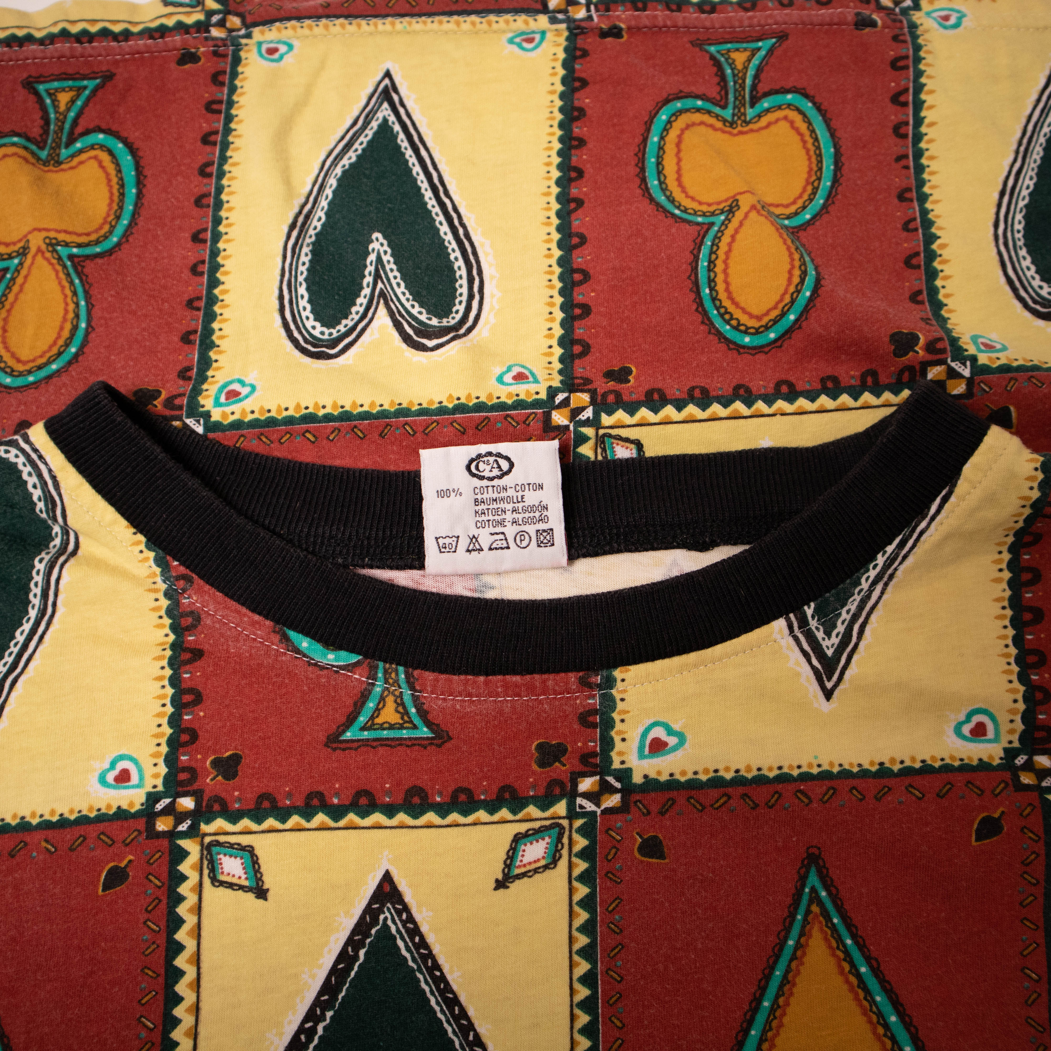 Vintage 90s red and cream poker graphic print T shirt - Size M