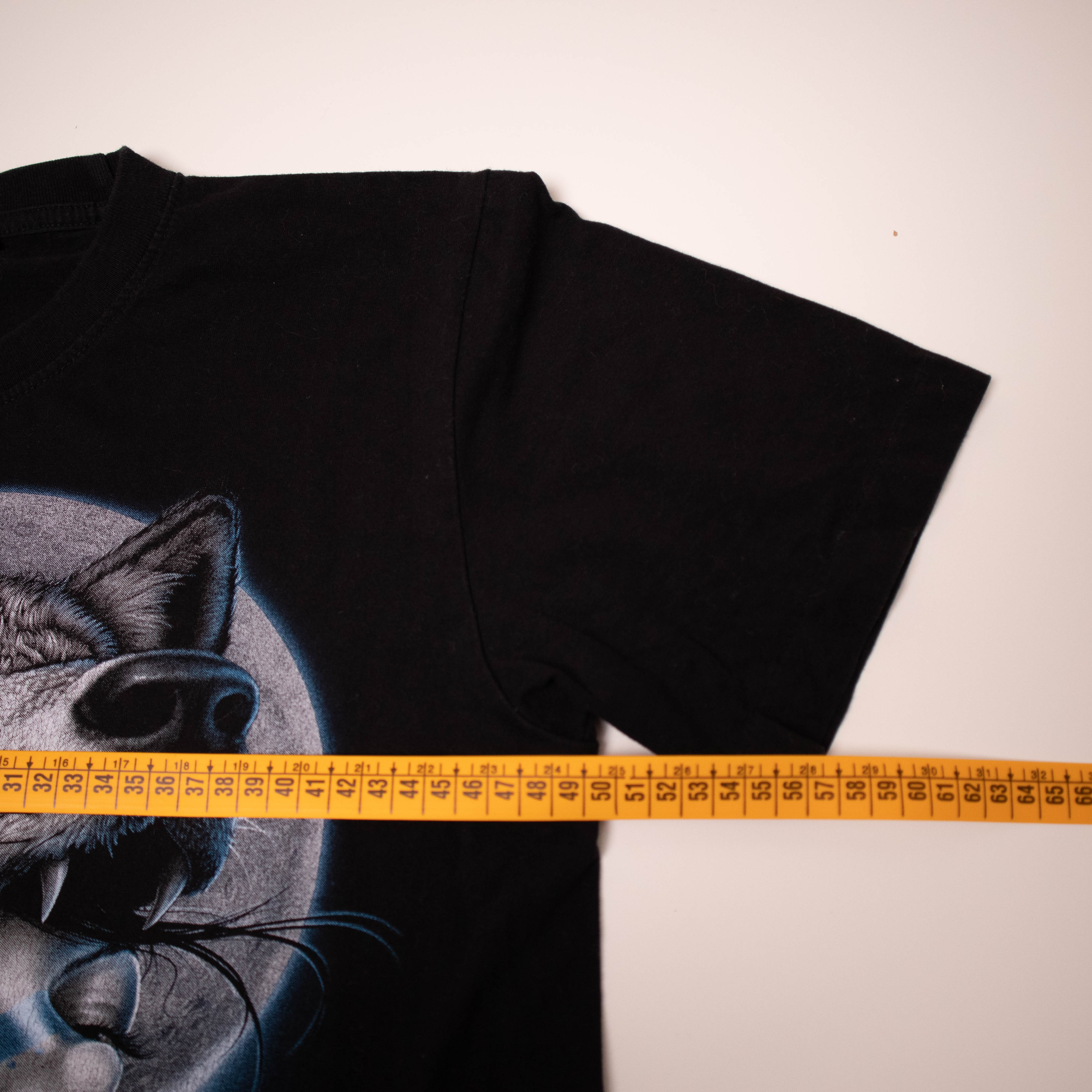 Vintage 90s graphic wolf print black T shirt - Size M