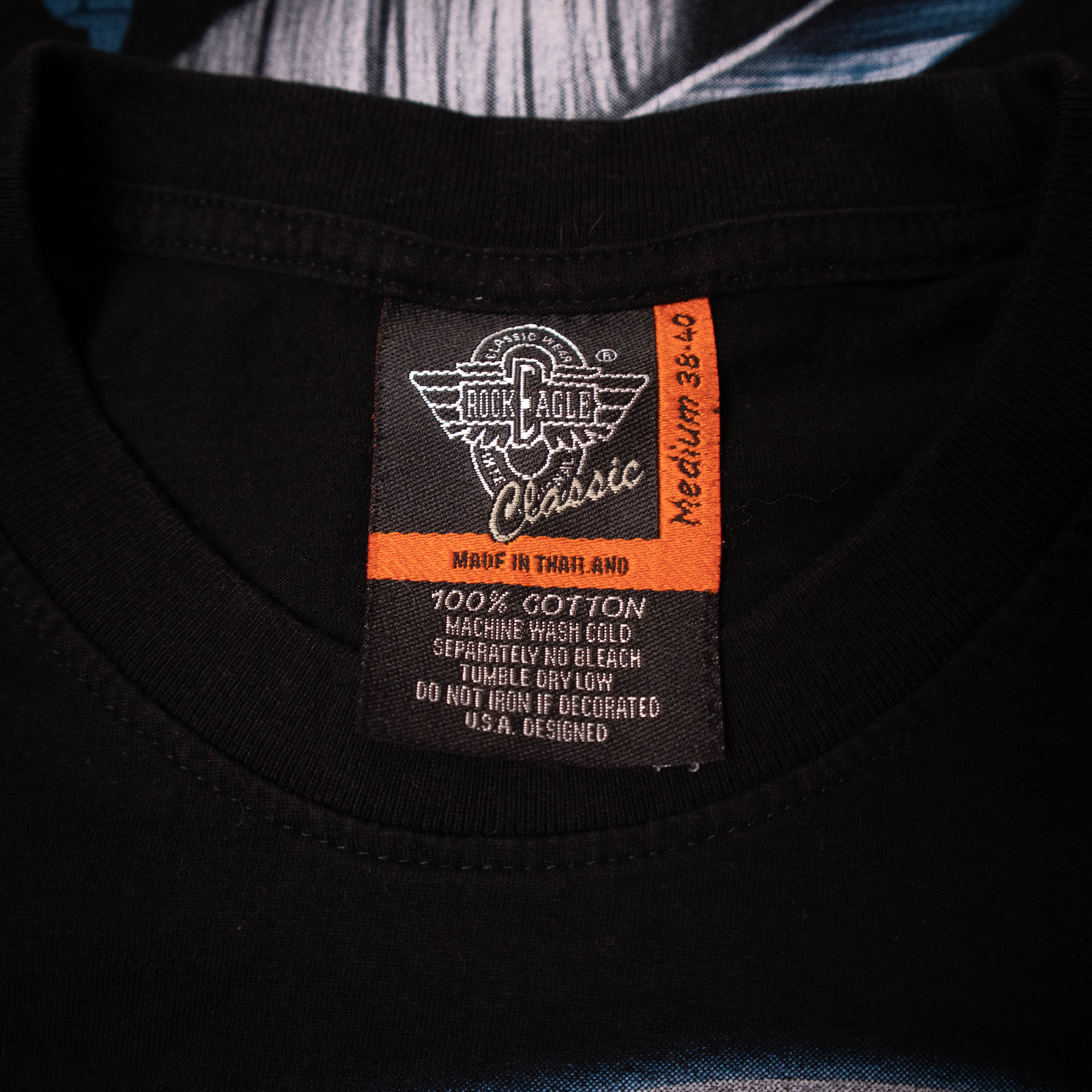 Vintage 90s graphic wolf print black T shirt - Size M