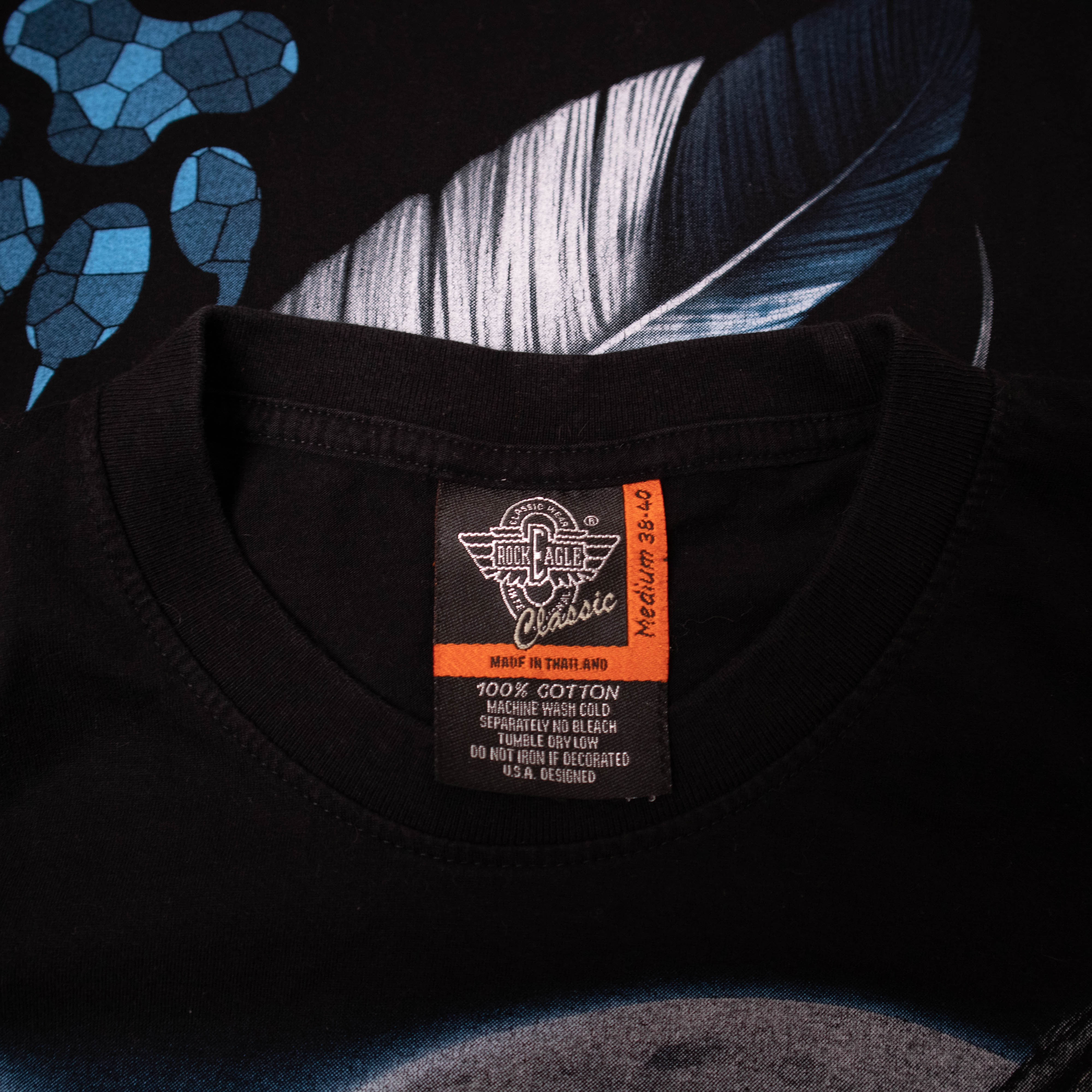 Vintage 90s graphic wolf print black T shirt - Size M