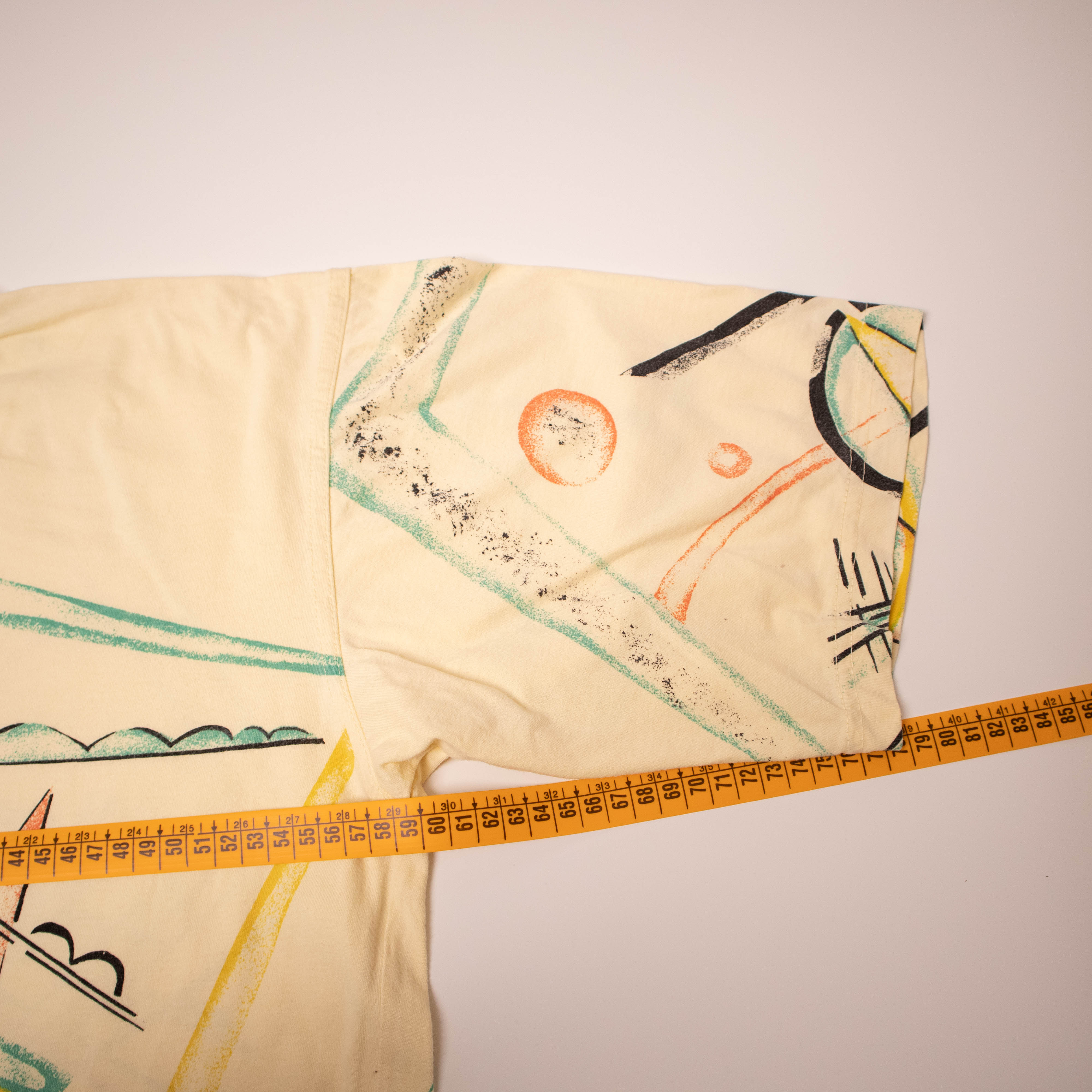 Vintage 90s beige abstract graphic T shirt - Size L/XL