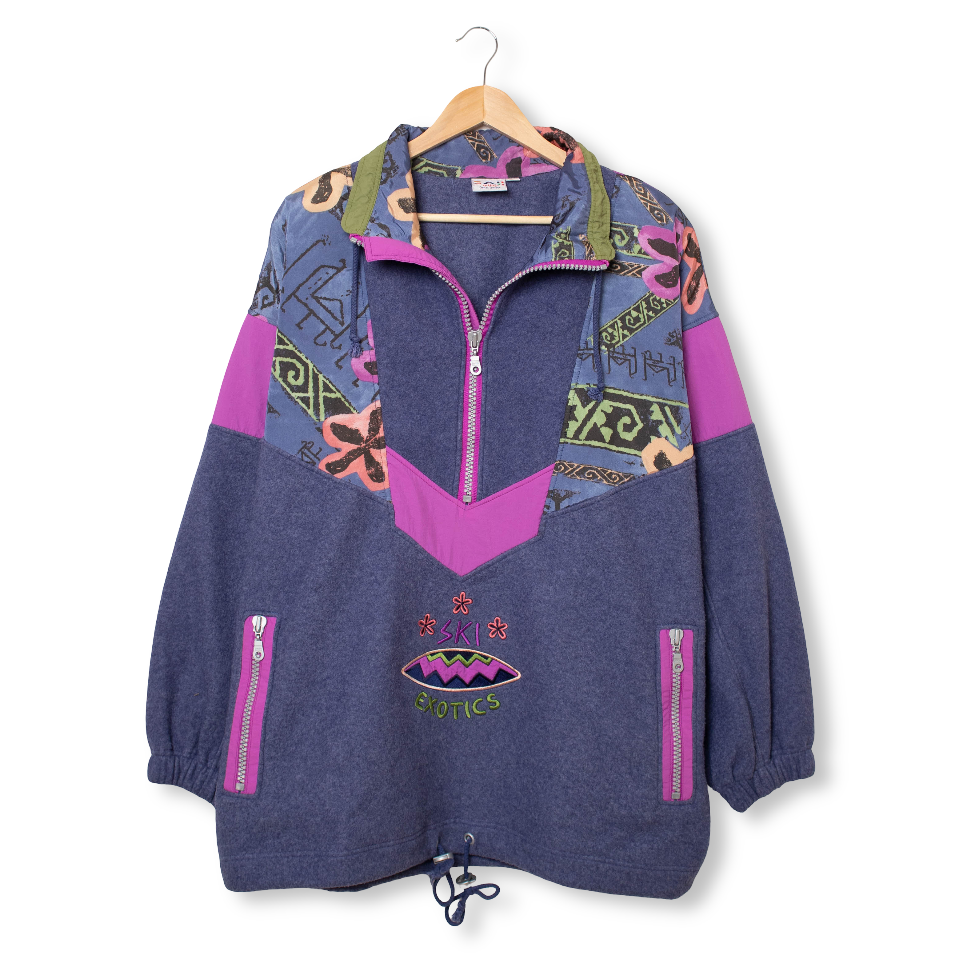 Vintage 80/90s Purple abstract geometric Fleece - Size XL/XXL