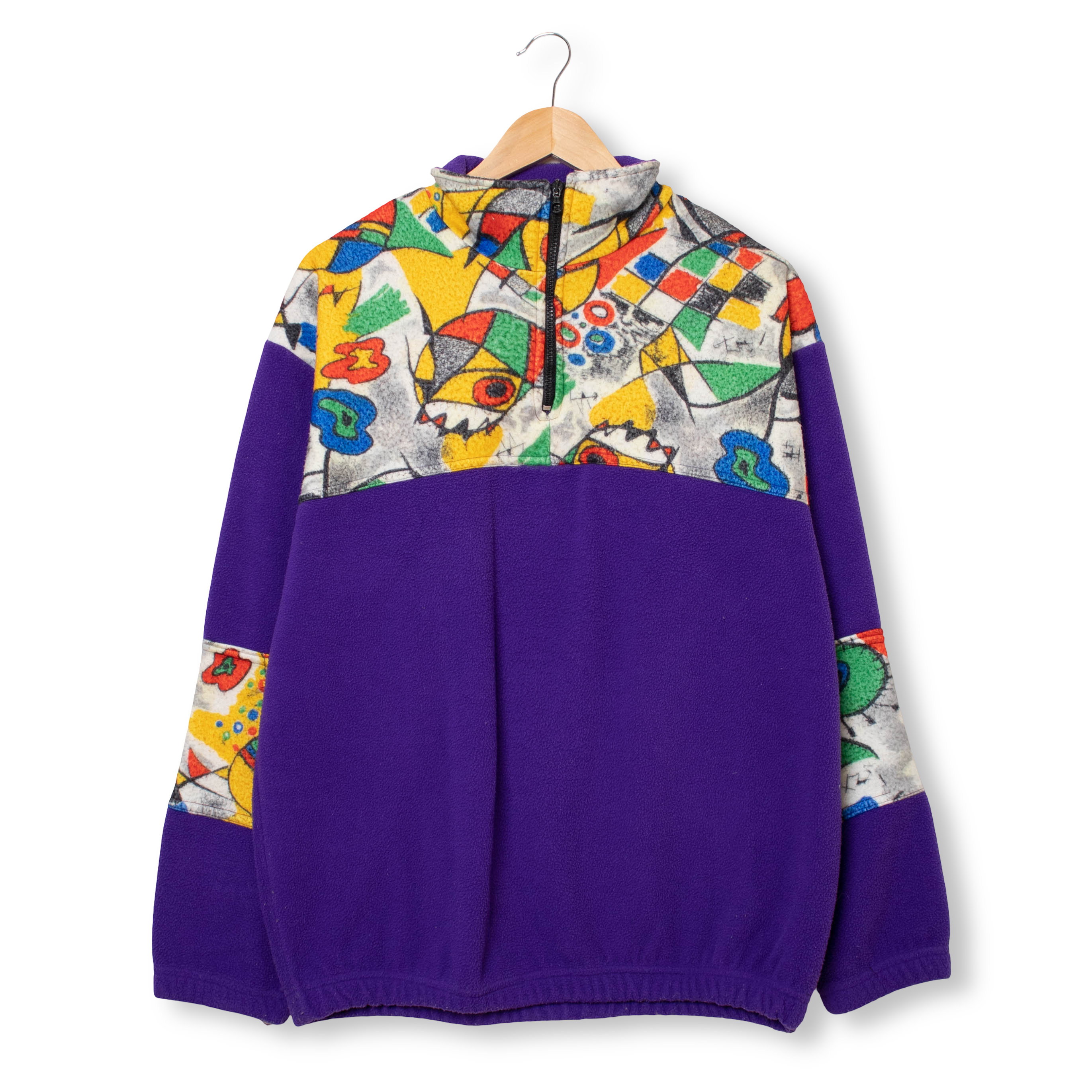 Vintage 80/90s Purple abstract colorblock Fleece - Size L/XL