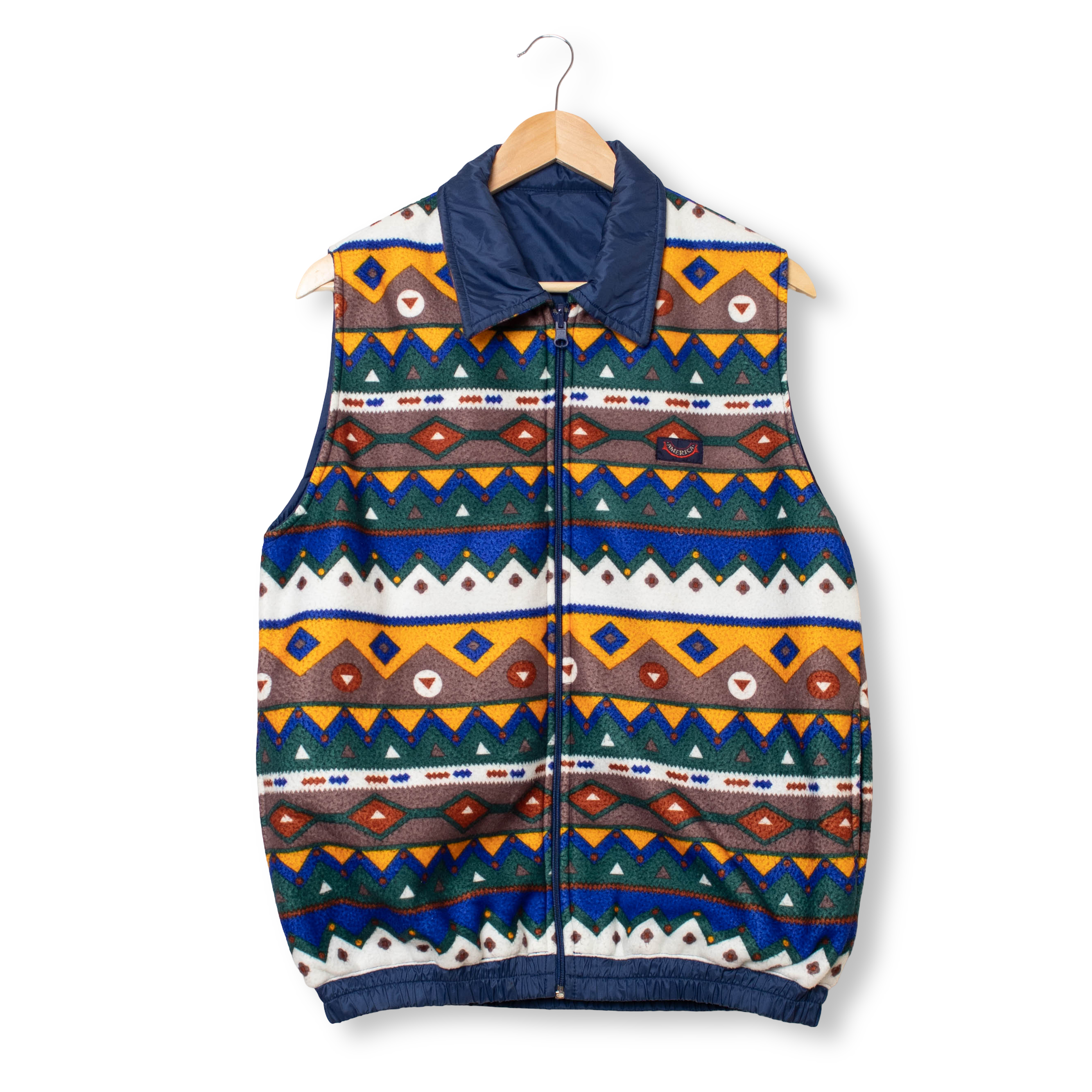 Vintage 80/90s double face multicolor abstract Fleece Vest - Size M/L