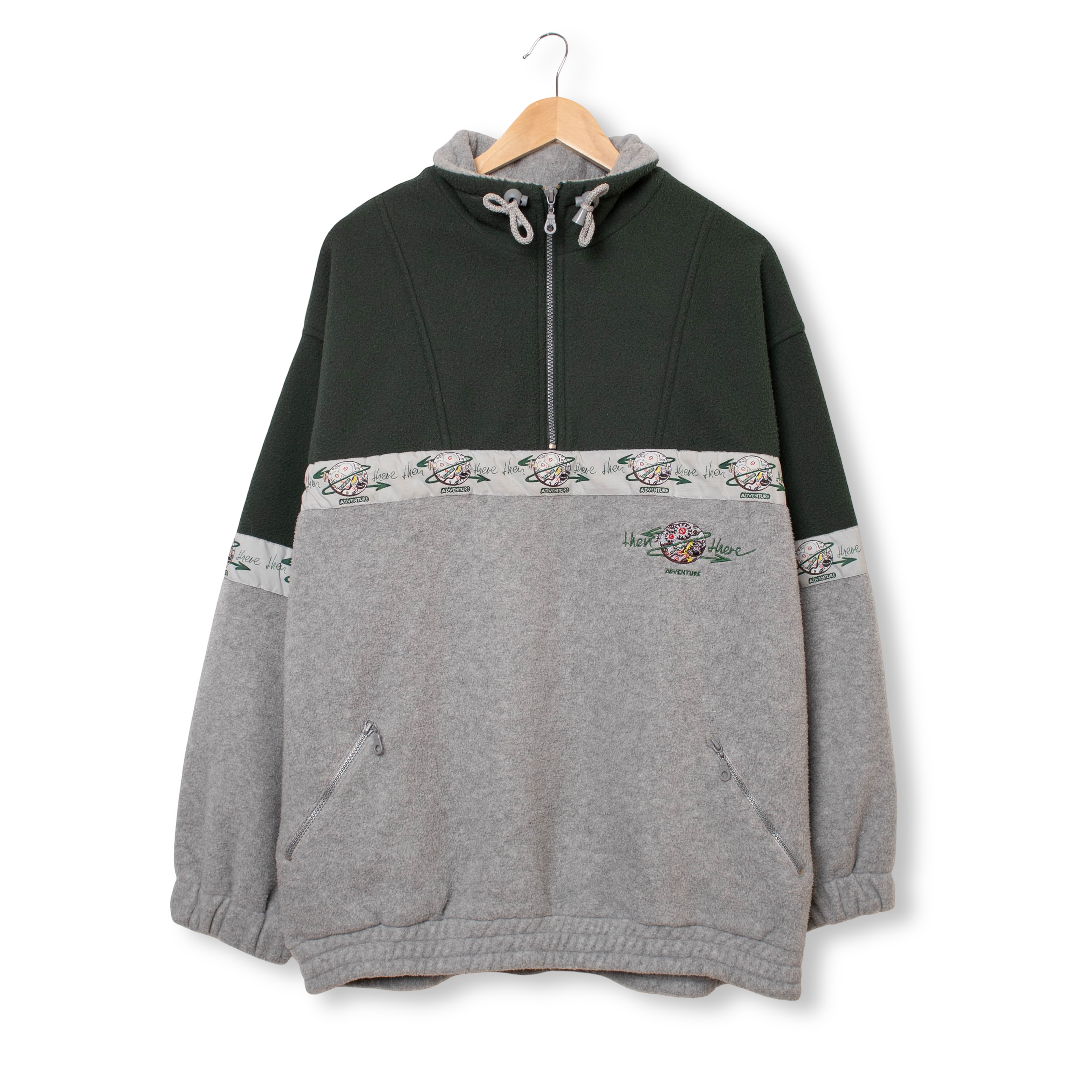 Vintage 80/90s grey and dark green two tones Fleece - Size XL