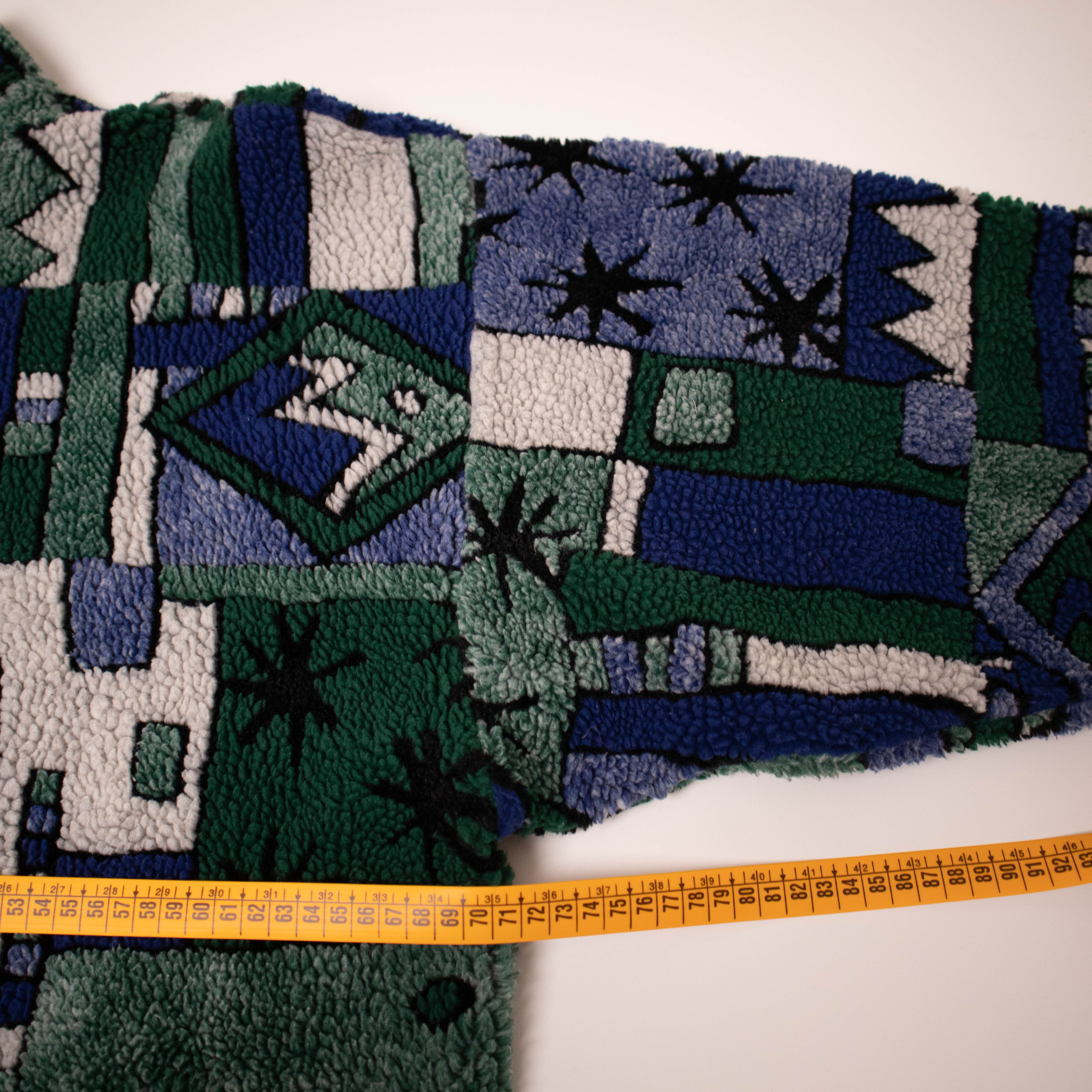Vintage 80/90s navy and green abstract geometric Fleece - Size XL