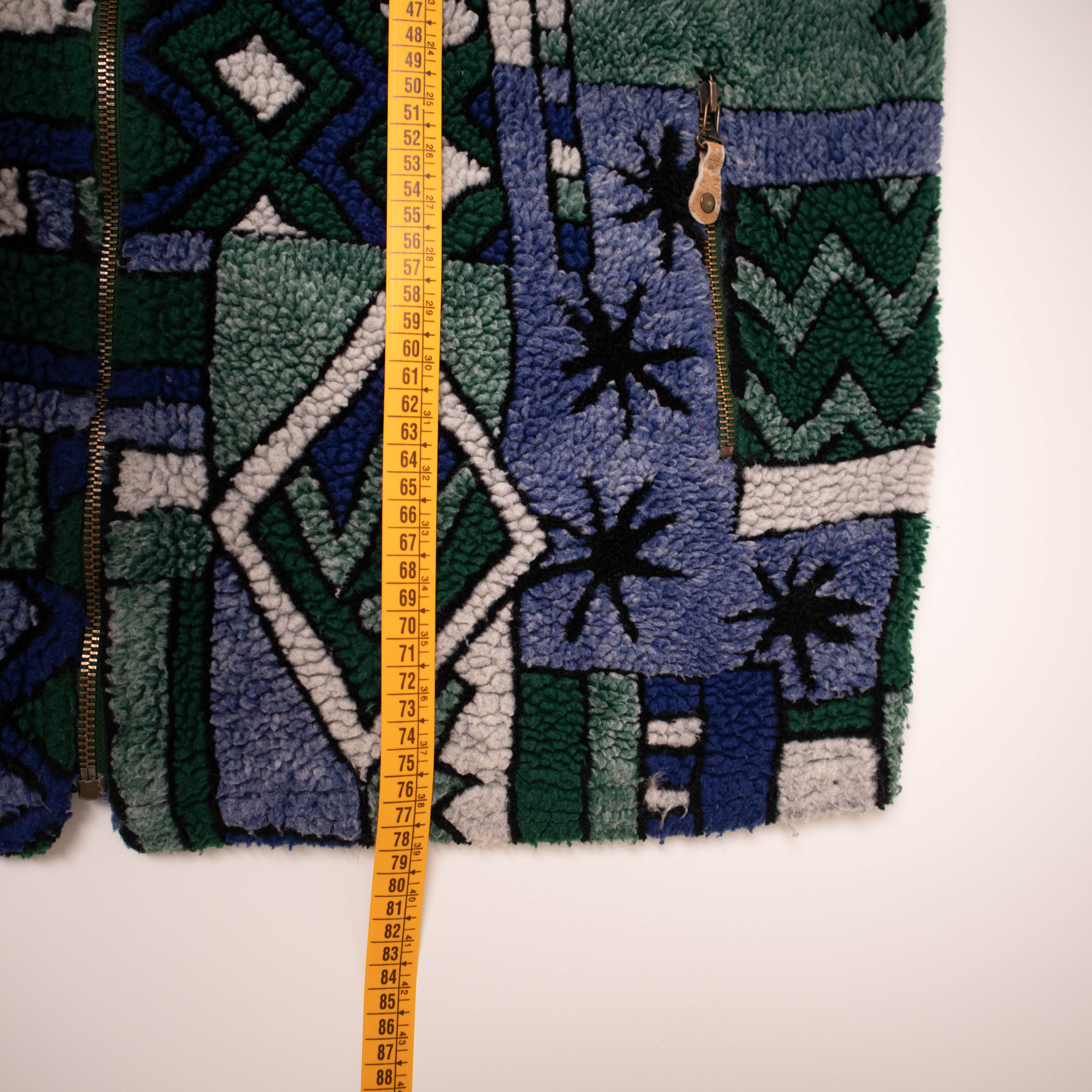 Vintage 80/90s navy and green abstract geometric Fleece - Size XL