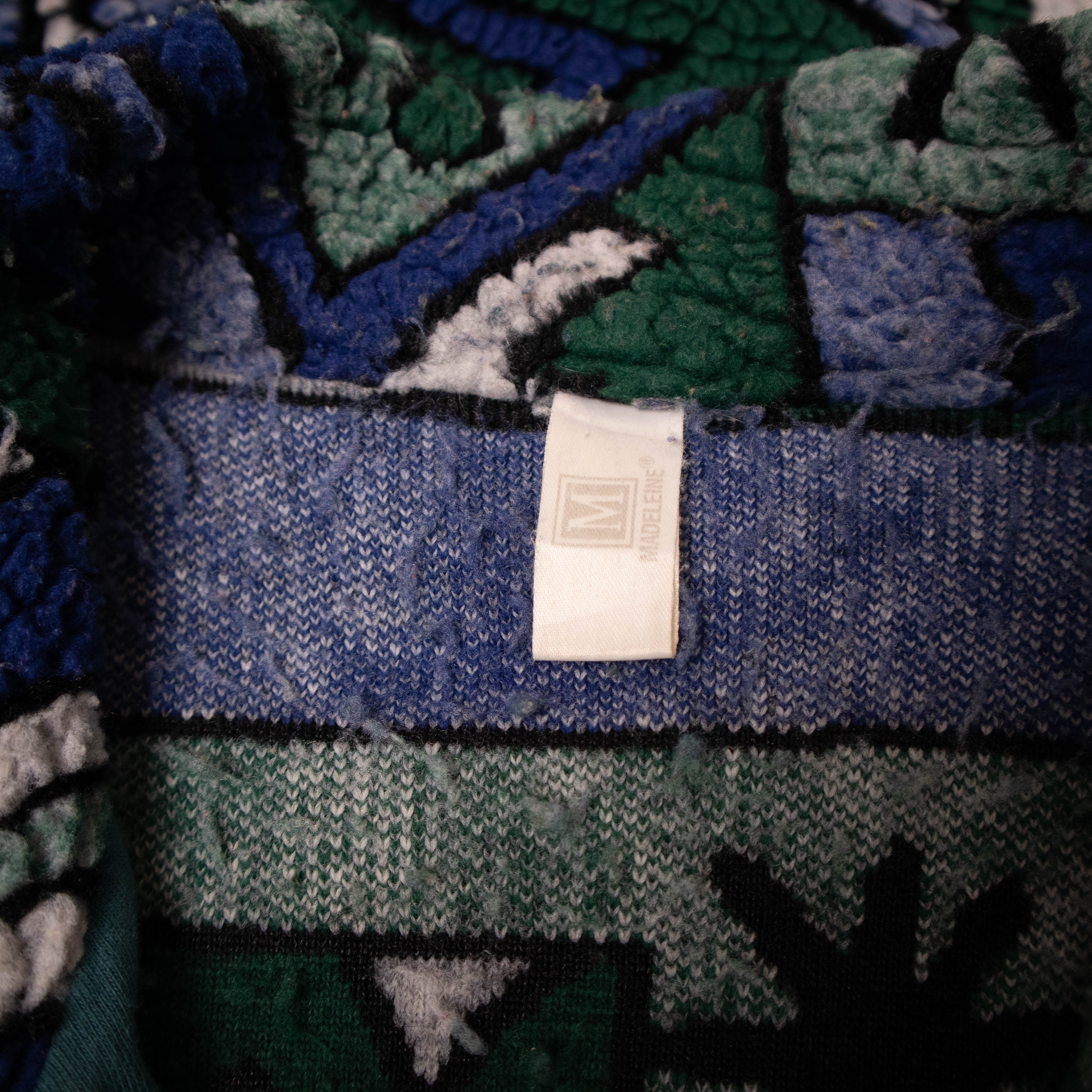 Vintage 80/90s navy and green abstract geometric Fleece - Size XL
