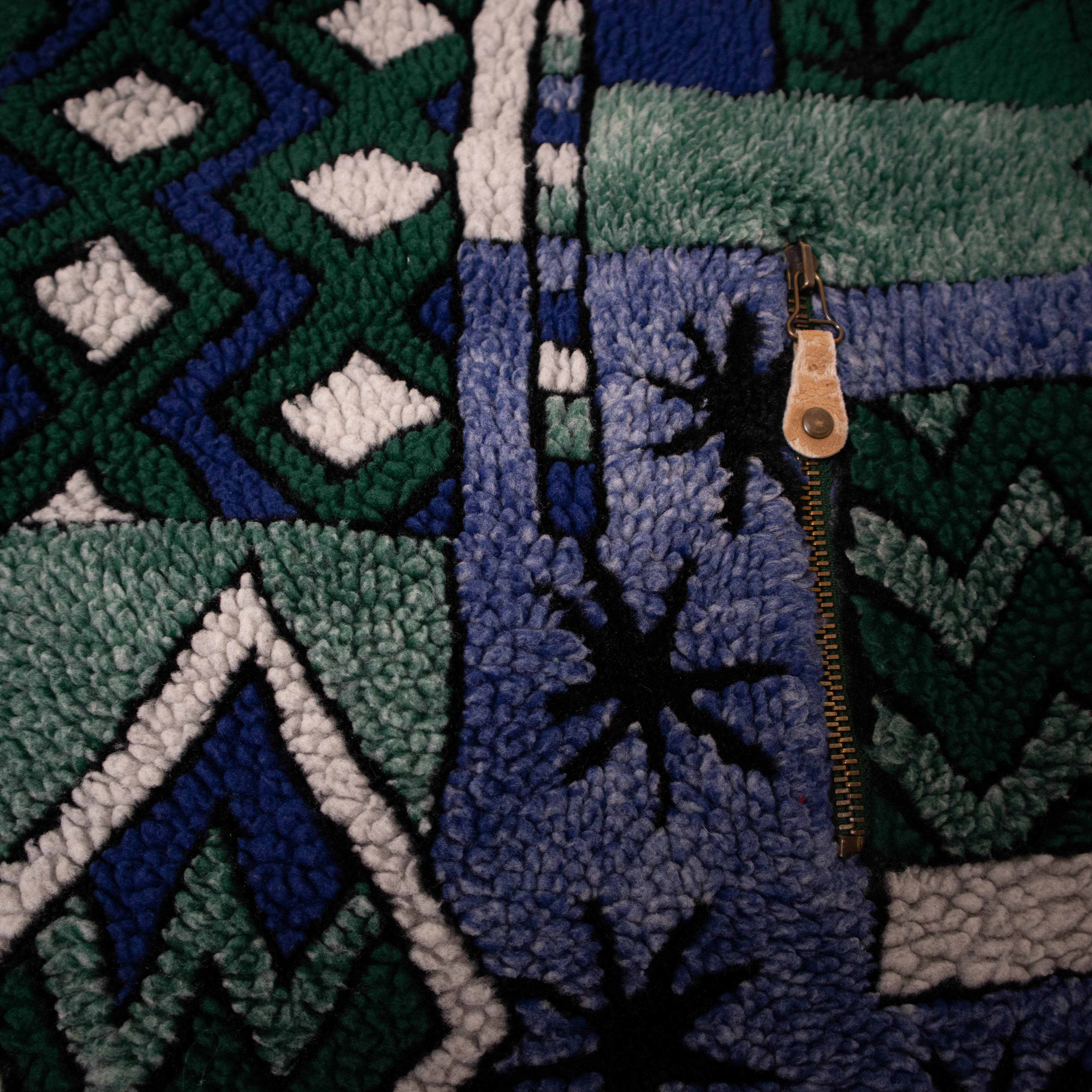 Vintage 80/90s navy and green abstract geometric Fleece - Size XL