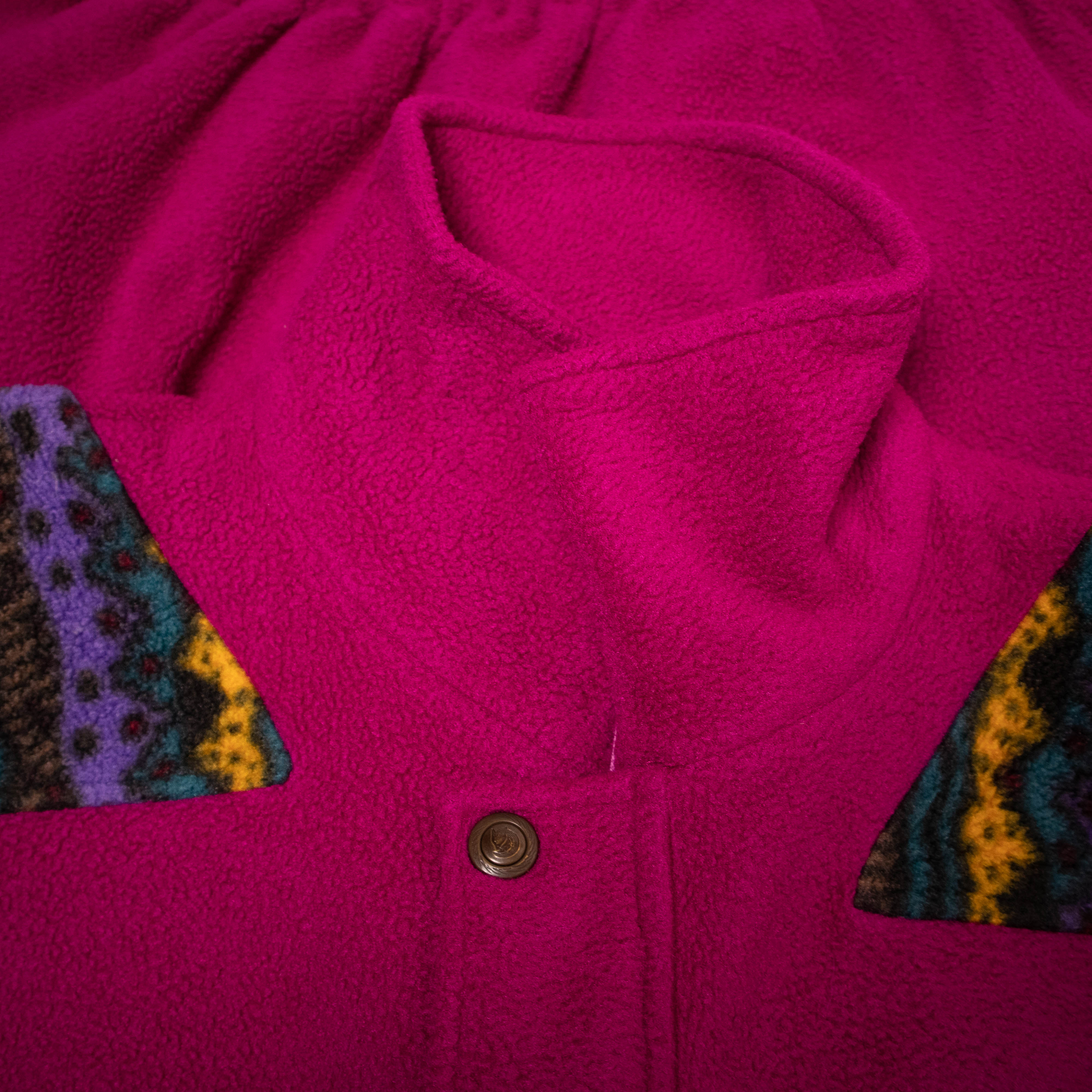 Vintage 80/90s fucsia abstract Fleece - Size L/XL