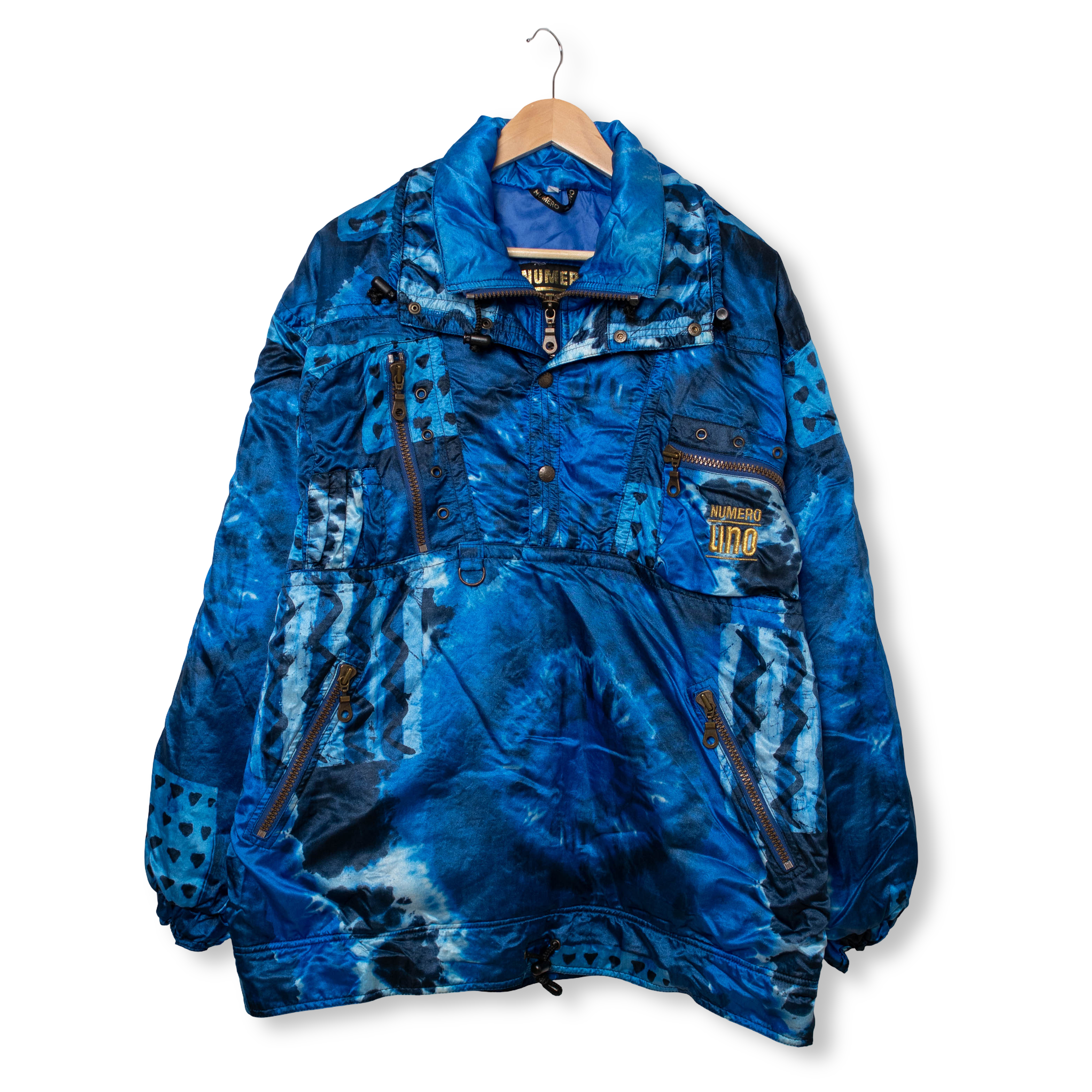 Vintage 80s 90s blue and navy abstract Winter Jacket - Size XL