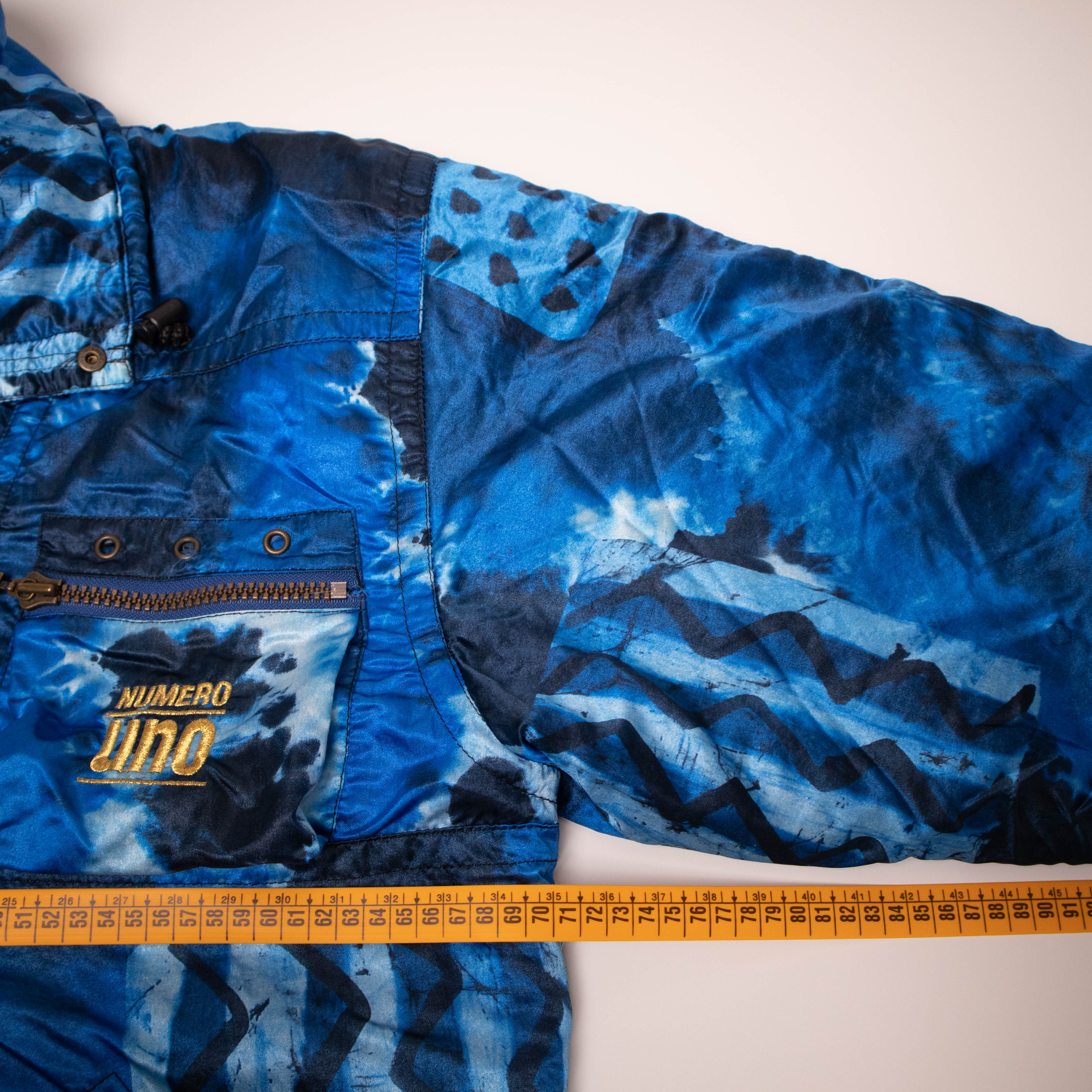 Vintage 80s 90s blue and navy abstract Winter Jacket - Size XL