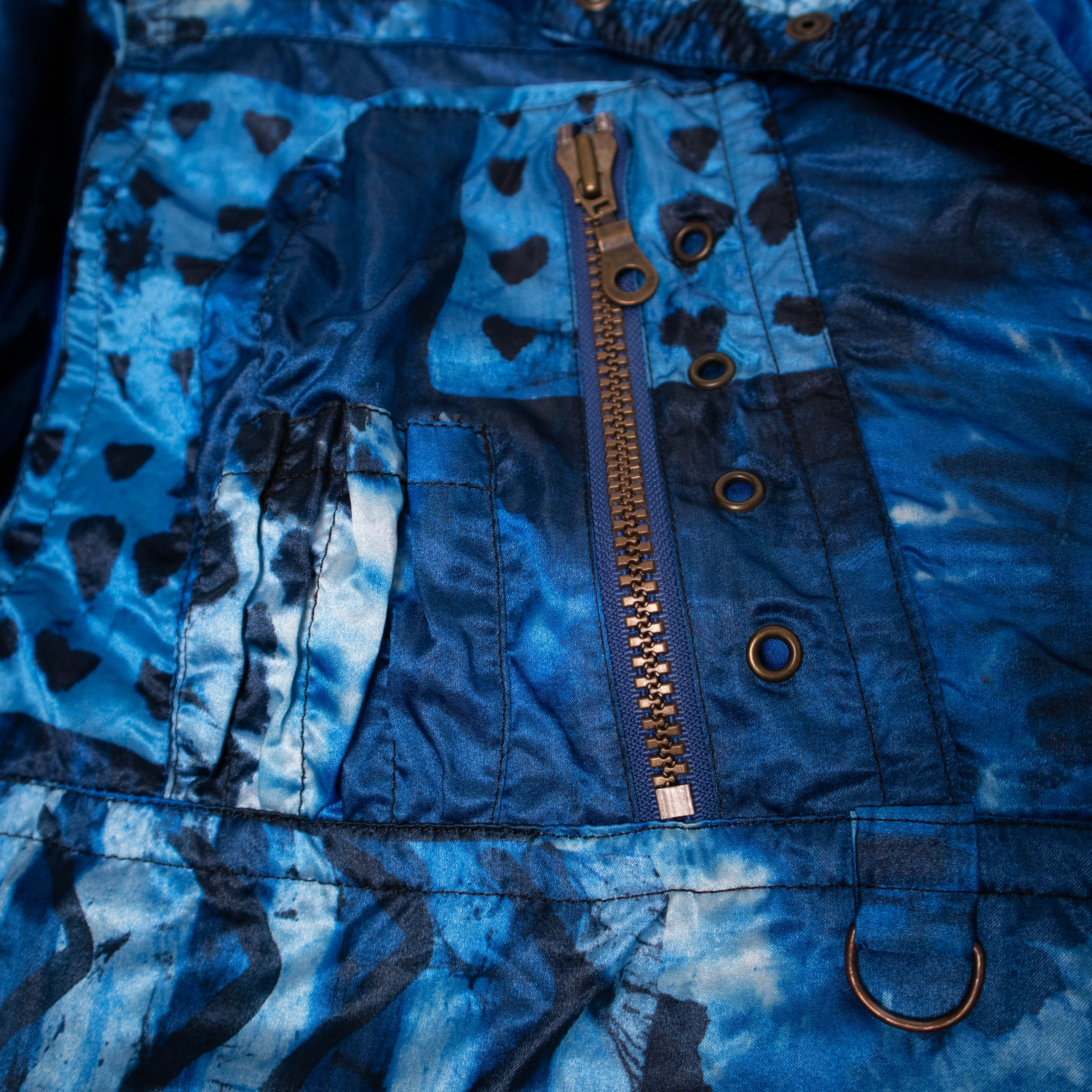 Vintage 80s 90s blue and navy abstract Winter Jacket - Size XL