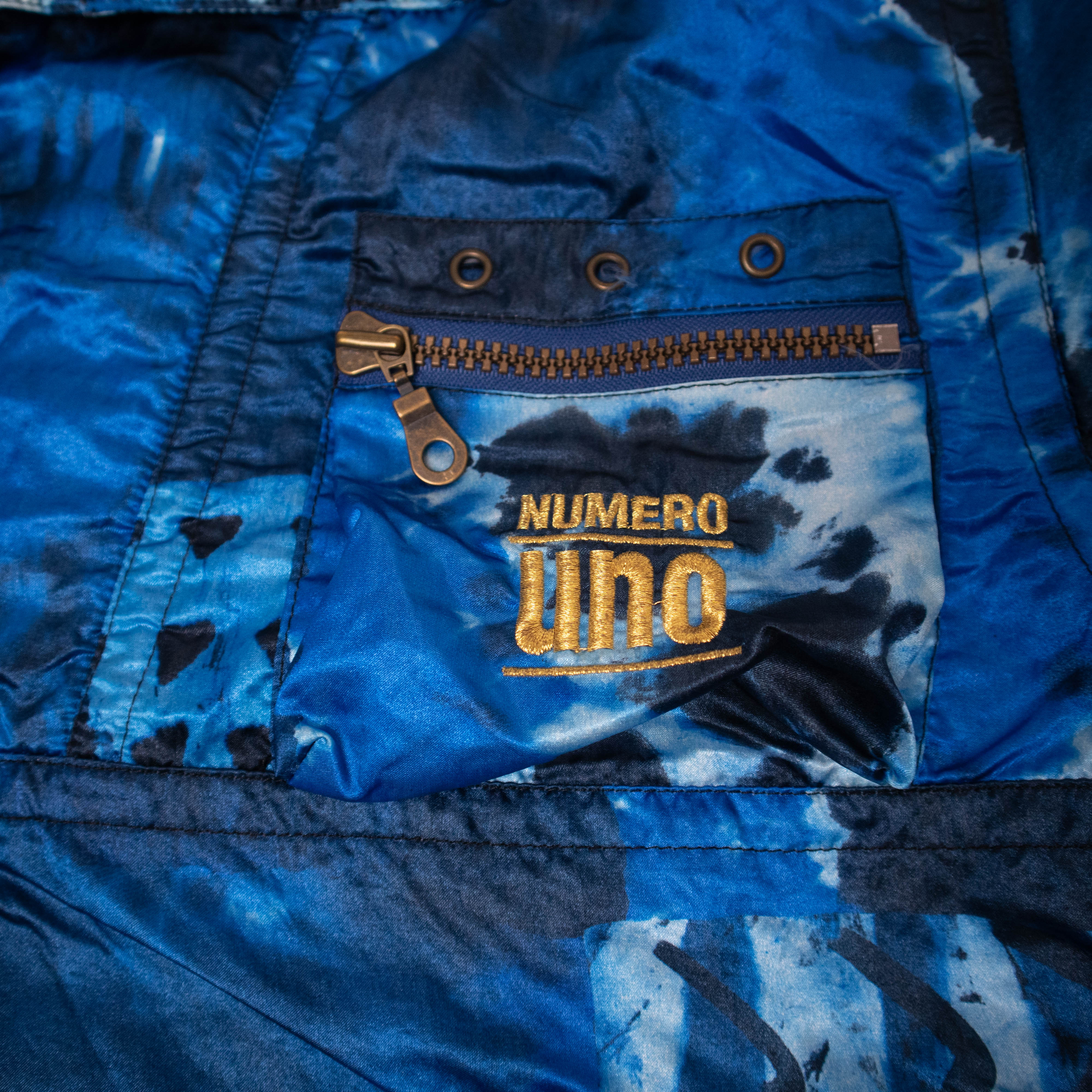 Vintage 80s 90s blue and navy abstract Winter Jacket - Size XL