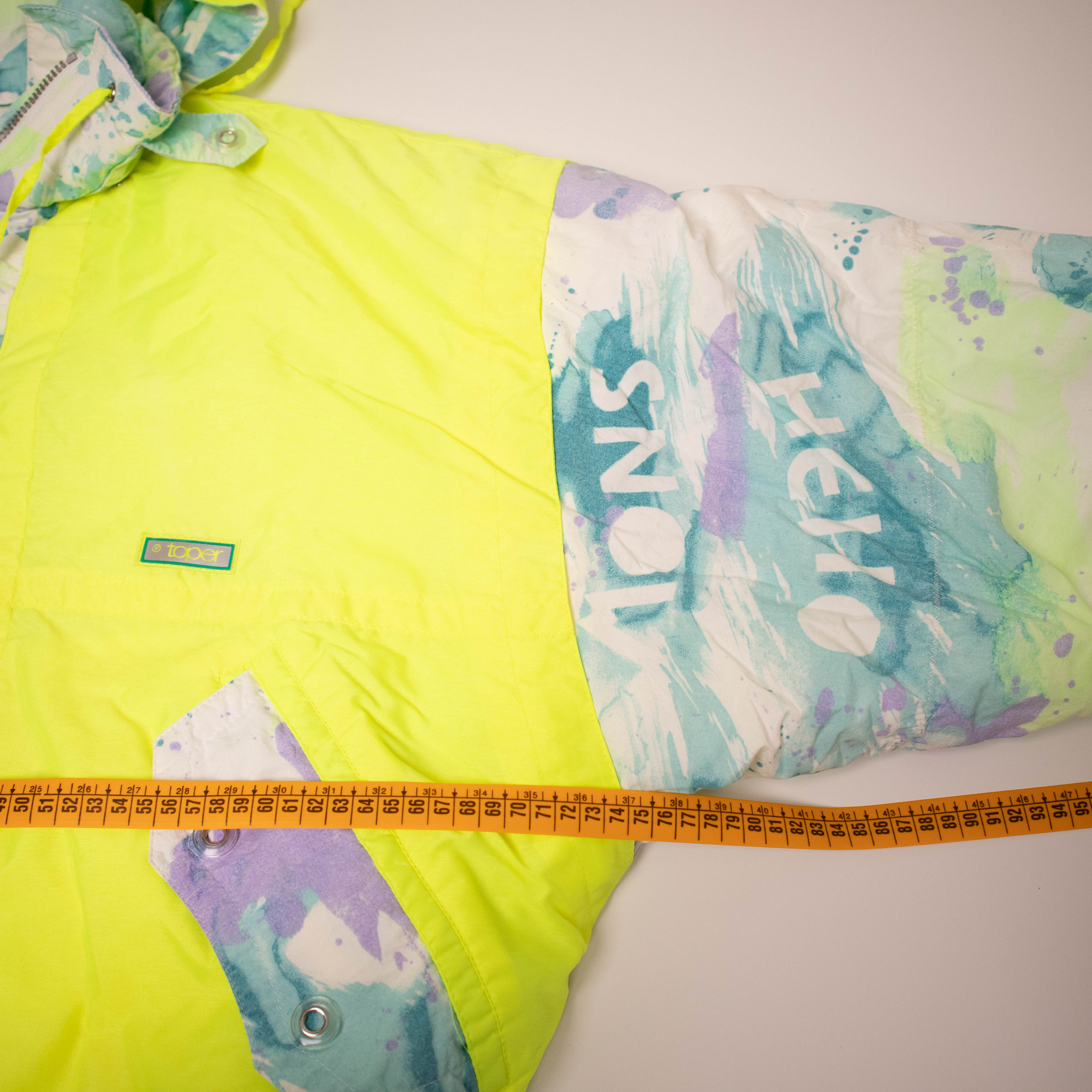 Vintage 80s 90s neon yellow abstract Winter Jacket - Size L