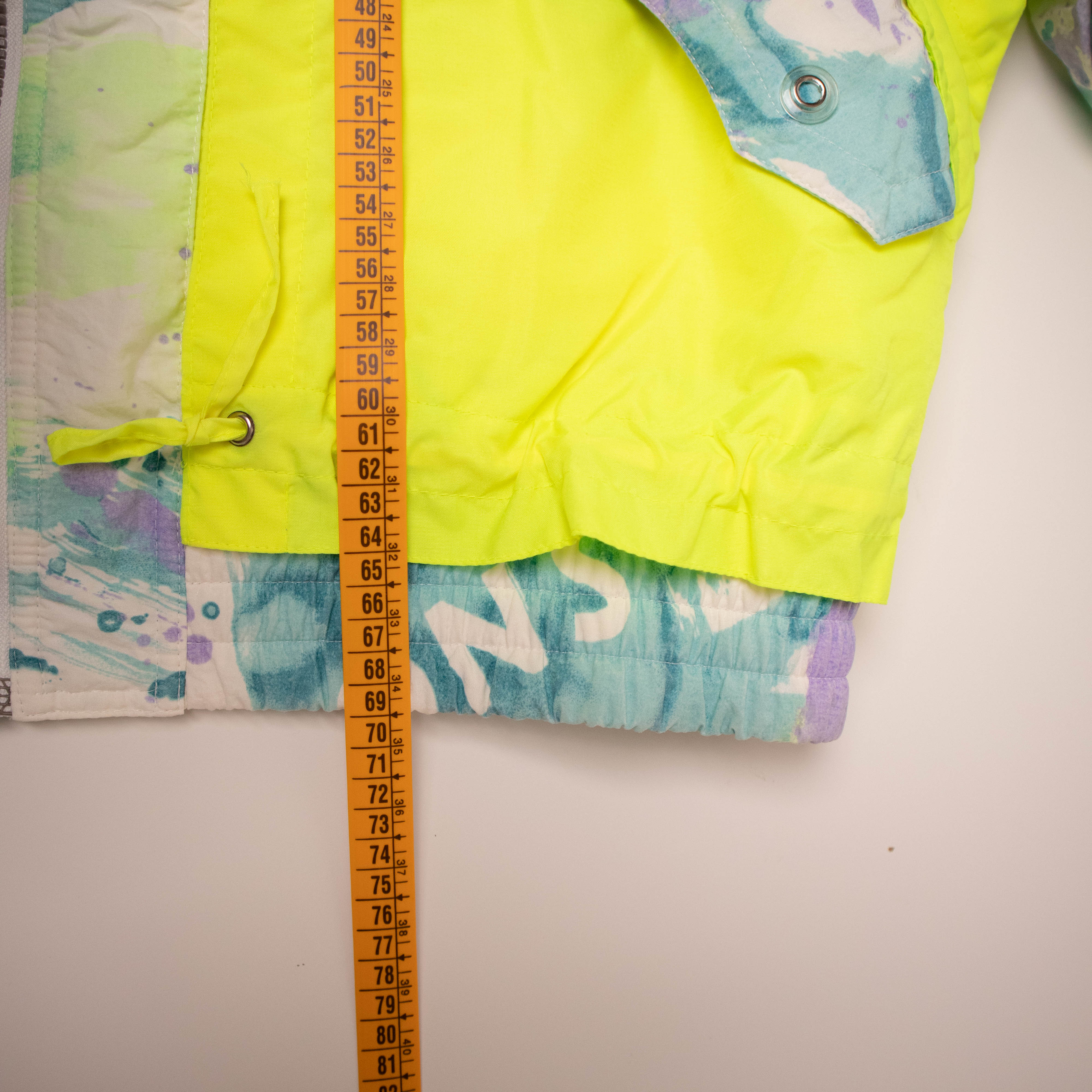 Vintage 80s 90s neon yellow abstract Winter Jacket - Size L
