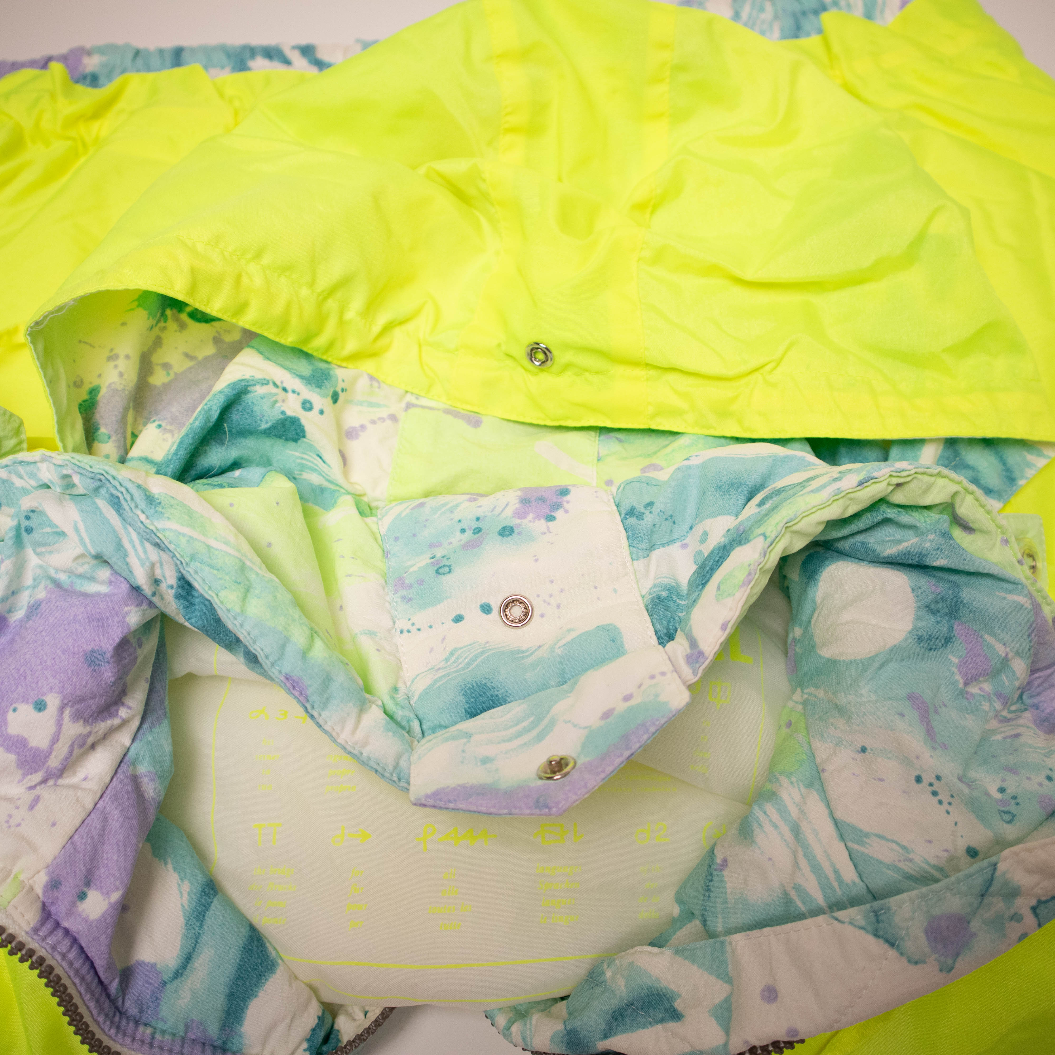 Vintage 80s 90s neon yellow abstract Winter Jacket - Size L