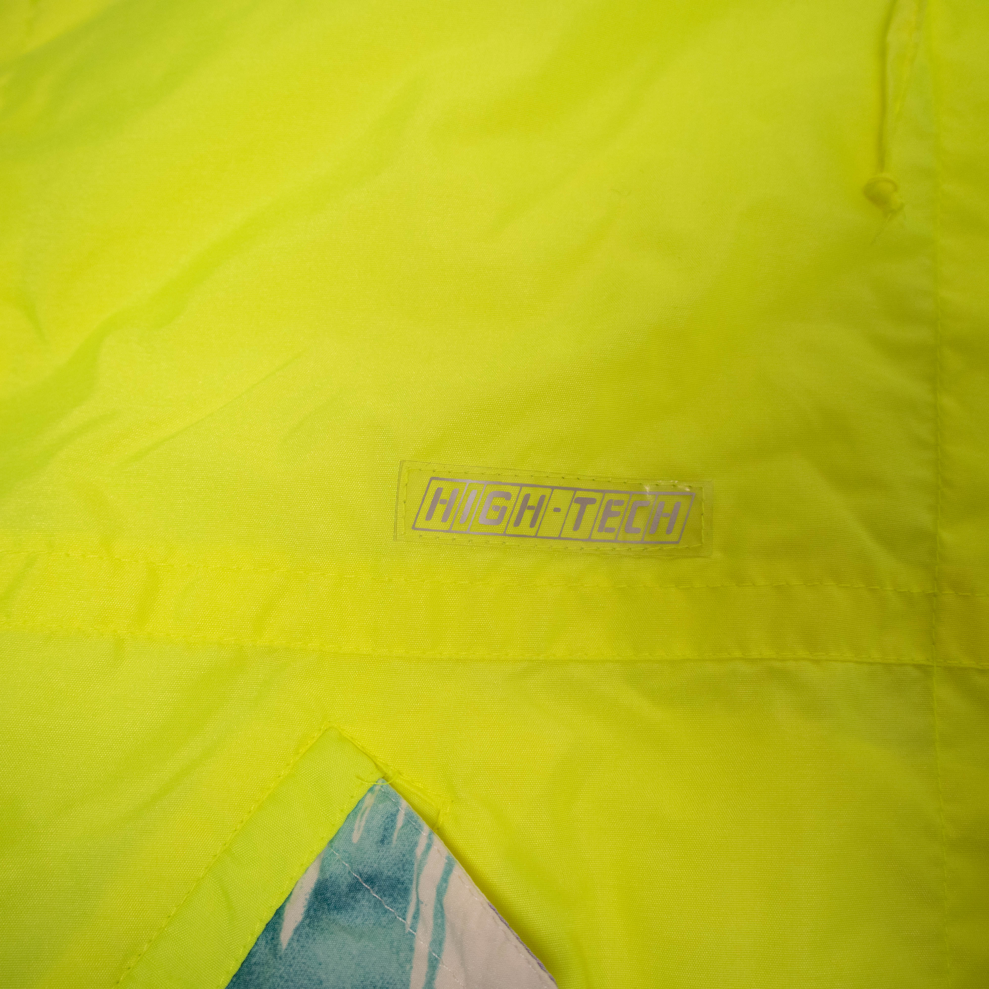 Vintage 80s 90s neon yellow abstract Winter Jacket - Size L