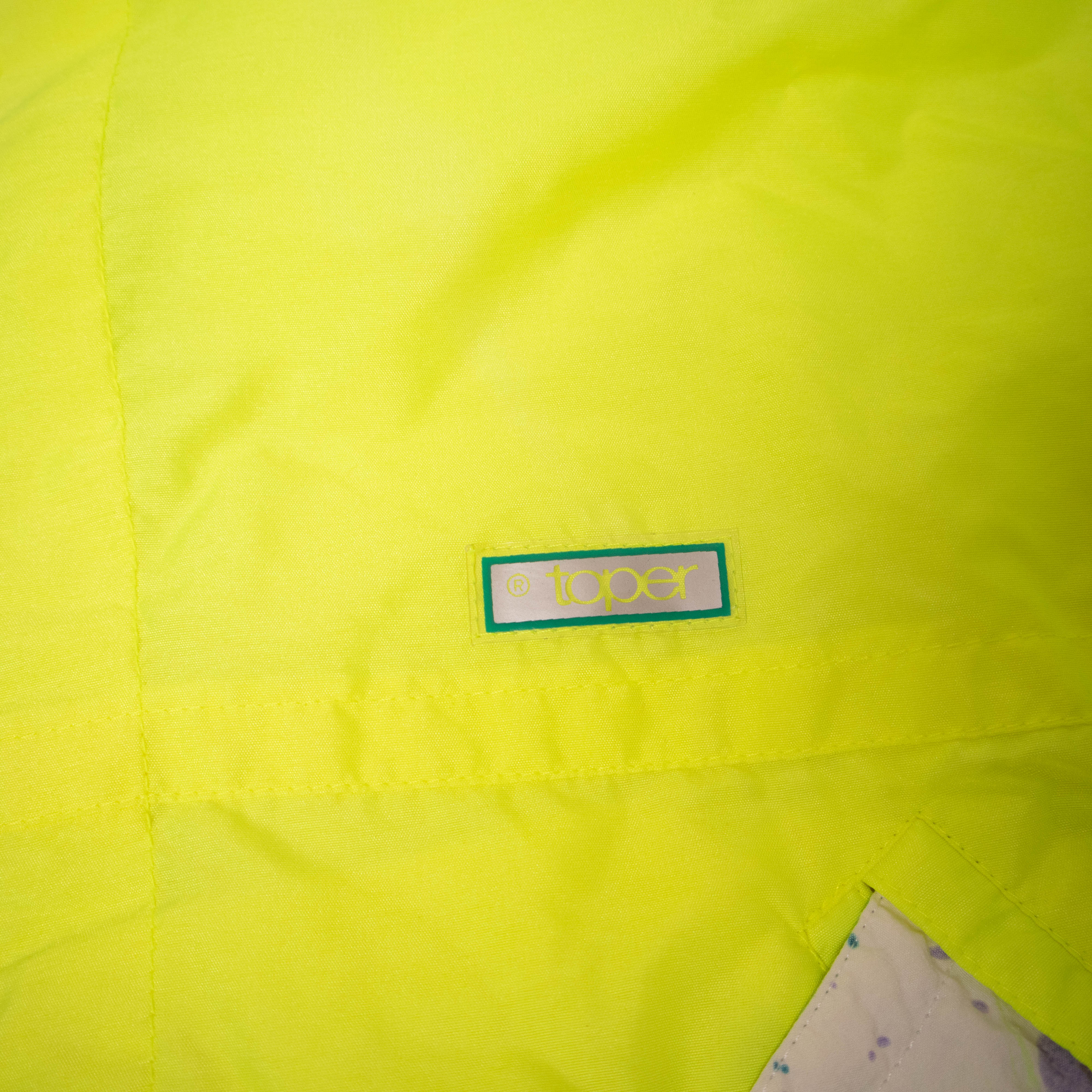 Vintage 80s 90s neon yellow abstract Winter Jacket - Size L