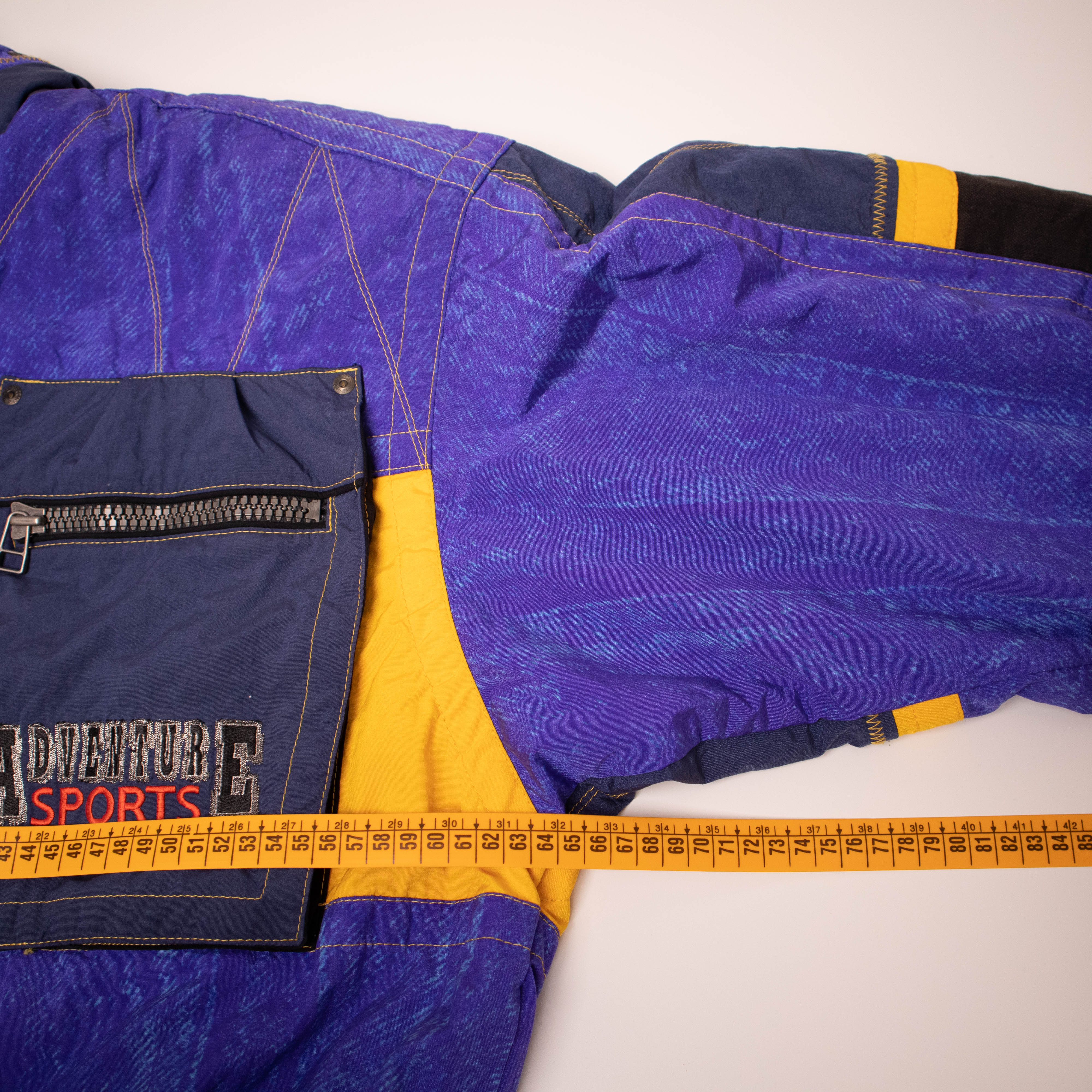 Vintage 80s 90s blue and black geometric Winter Jacket - Size L/XL