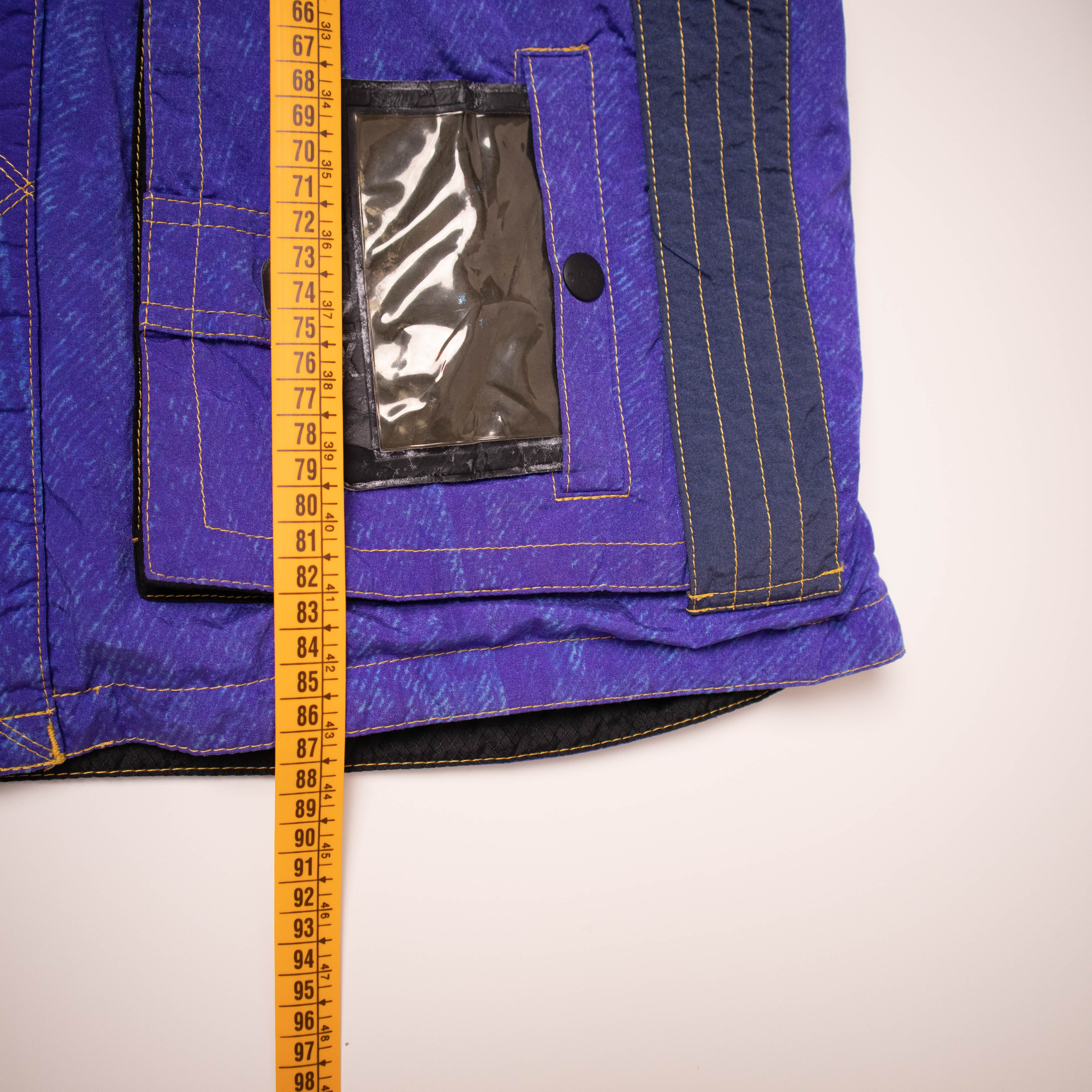 Vintage 80s 90s blue and black geometric Winter Jacket - Size L/XL