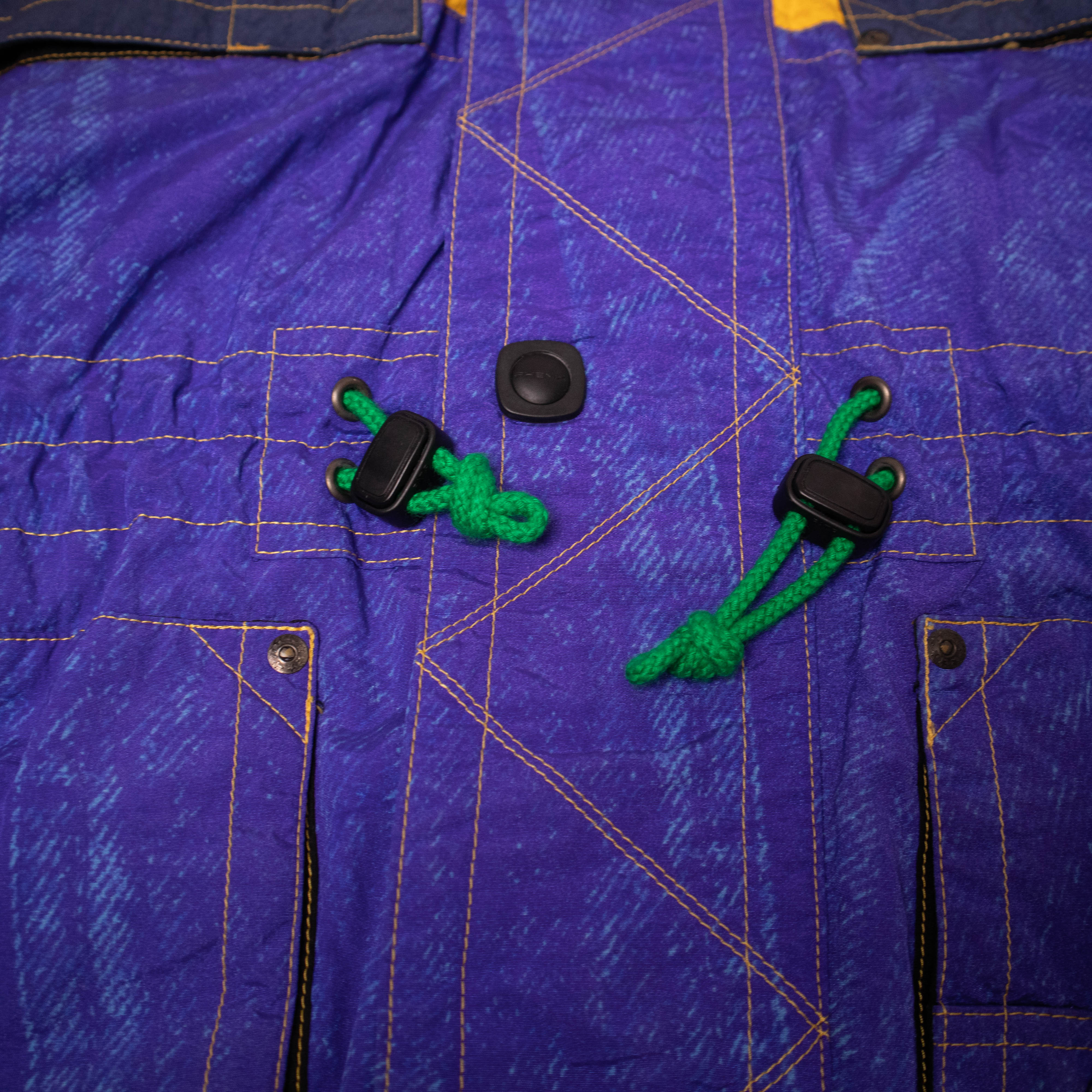 Vintage 80s 90s blue and black geometric Winter Jacket - Size L/XL