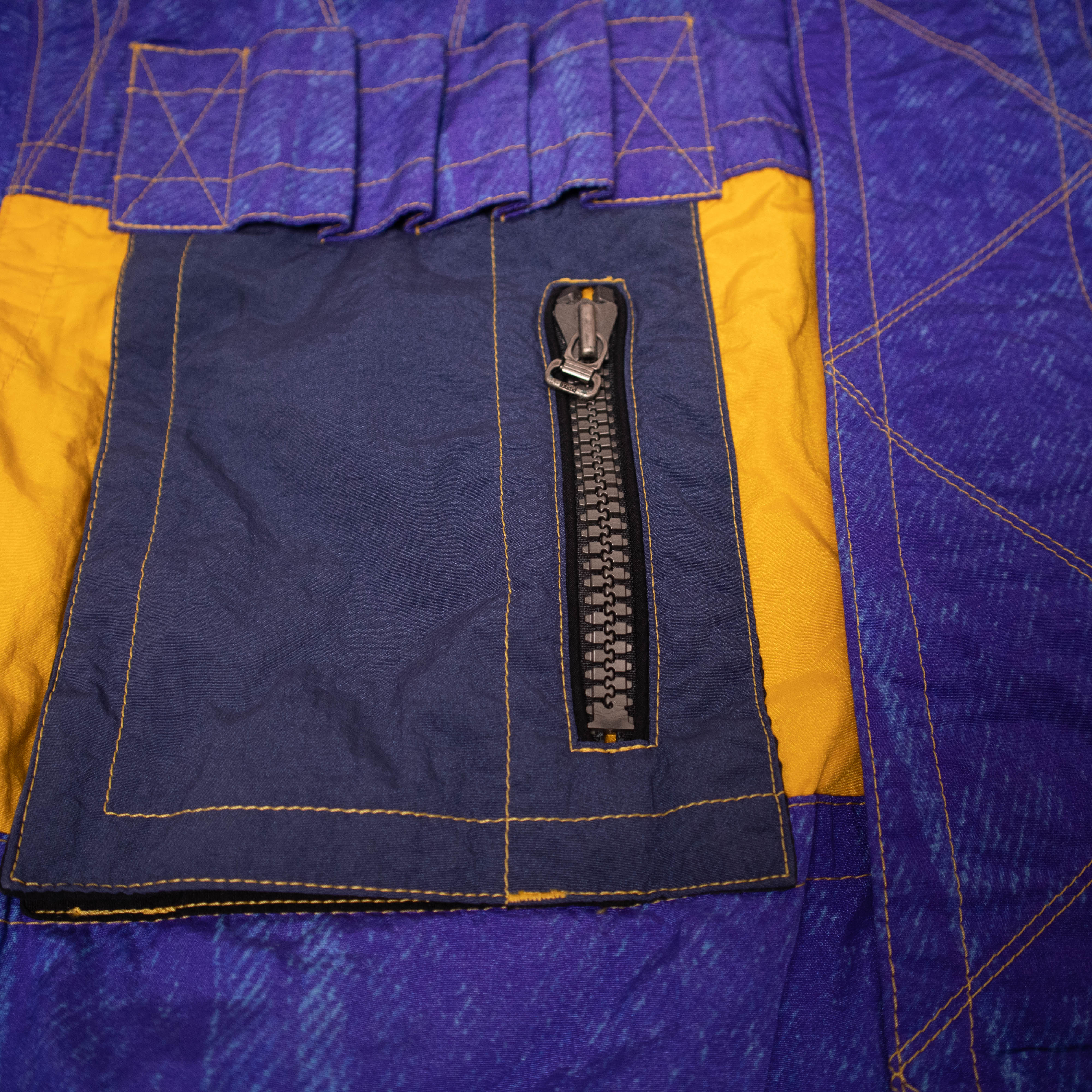 Vintage 80s 90s blue and black geometric Winter Jacket - Size L/XL