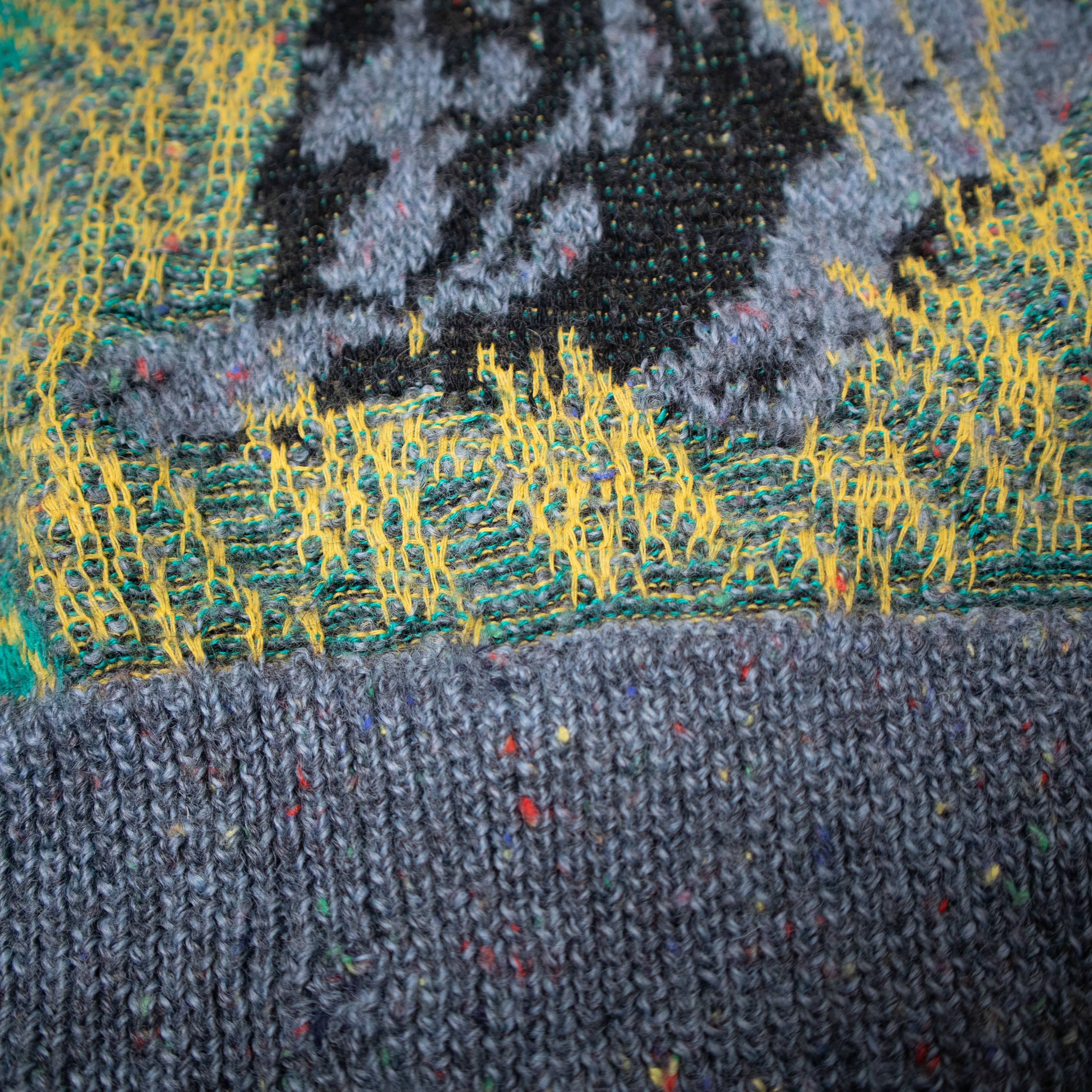 Vintage 80s 90s blue and yellow art 80% wool Sweater - Size S