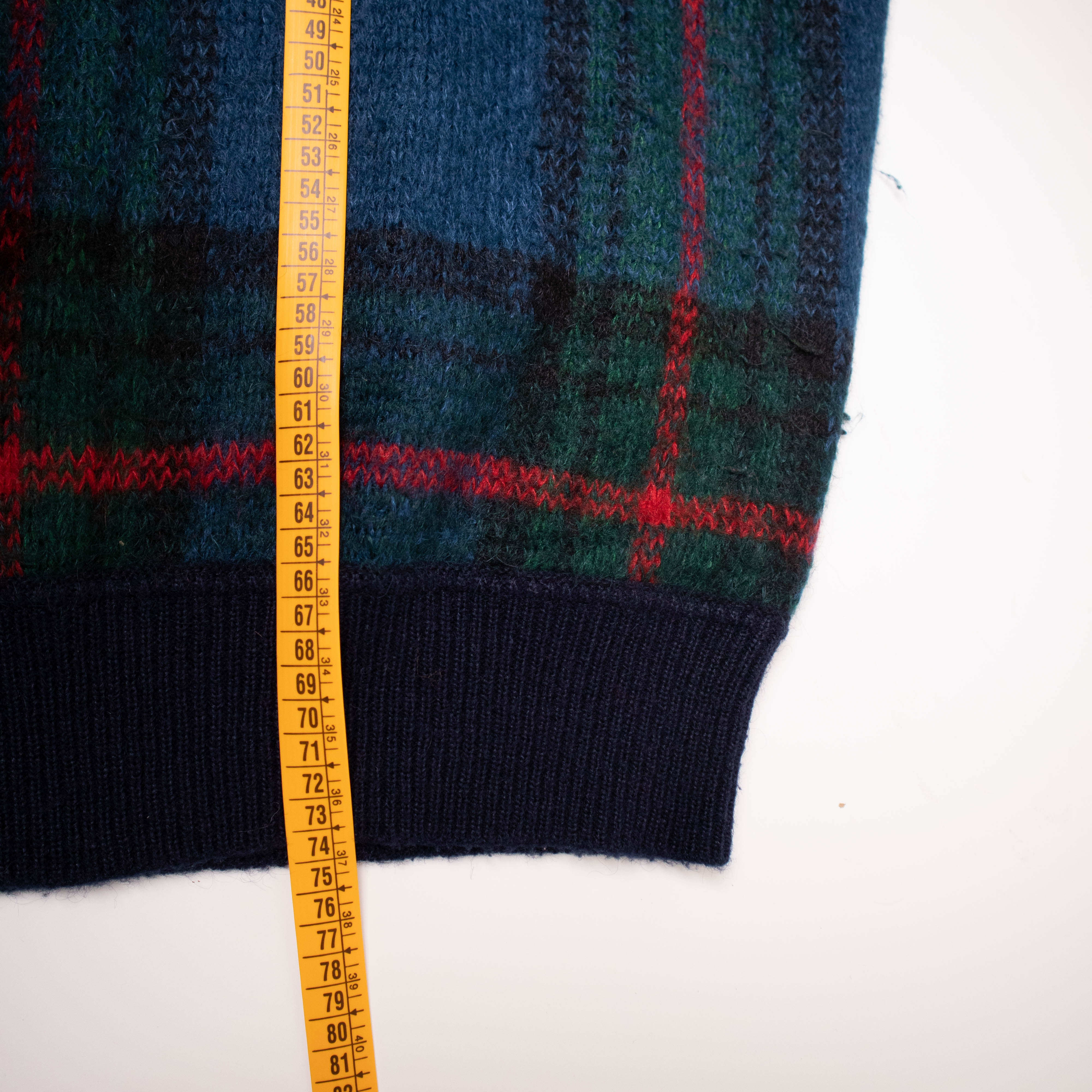 Vintage 80s 90s navy and green plaid pattern 60% mohair Sweater - Size XL