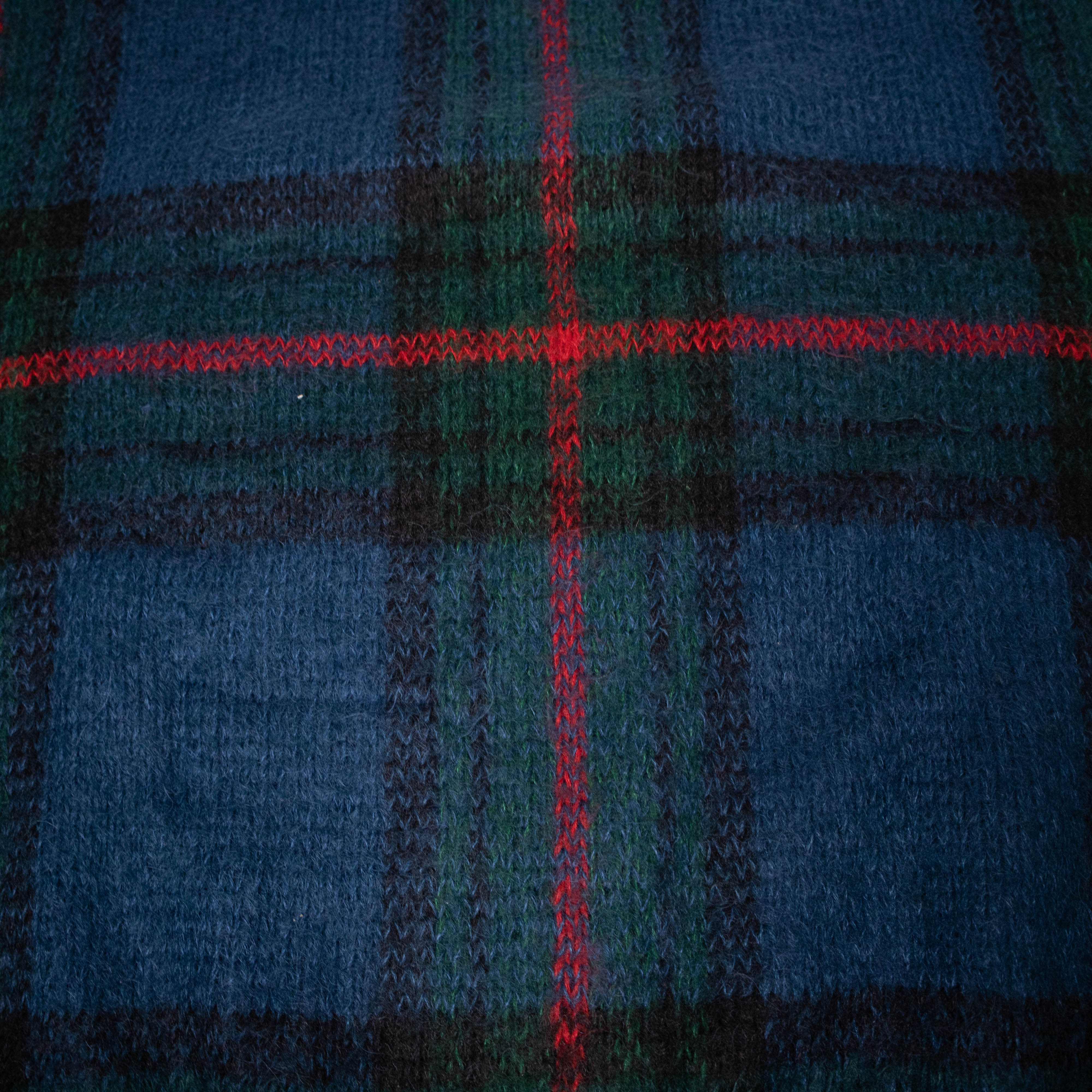 Vintage 80s 90s navy and green plaid pattern 60% mohair Sweater - Size XL