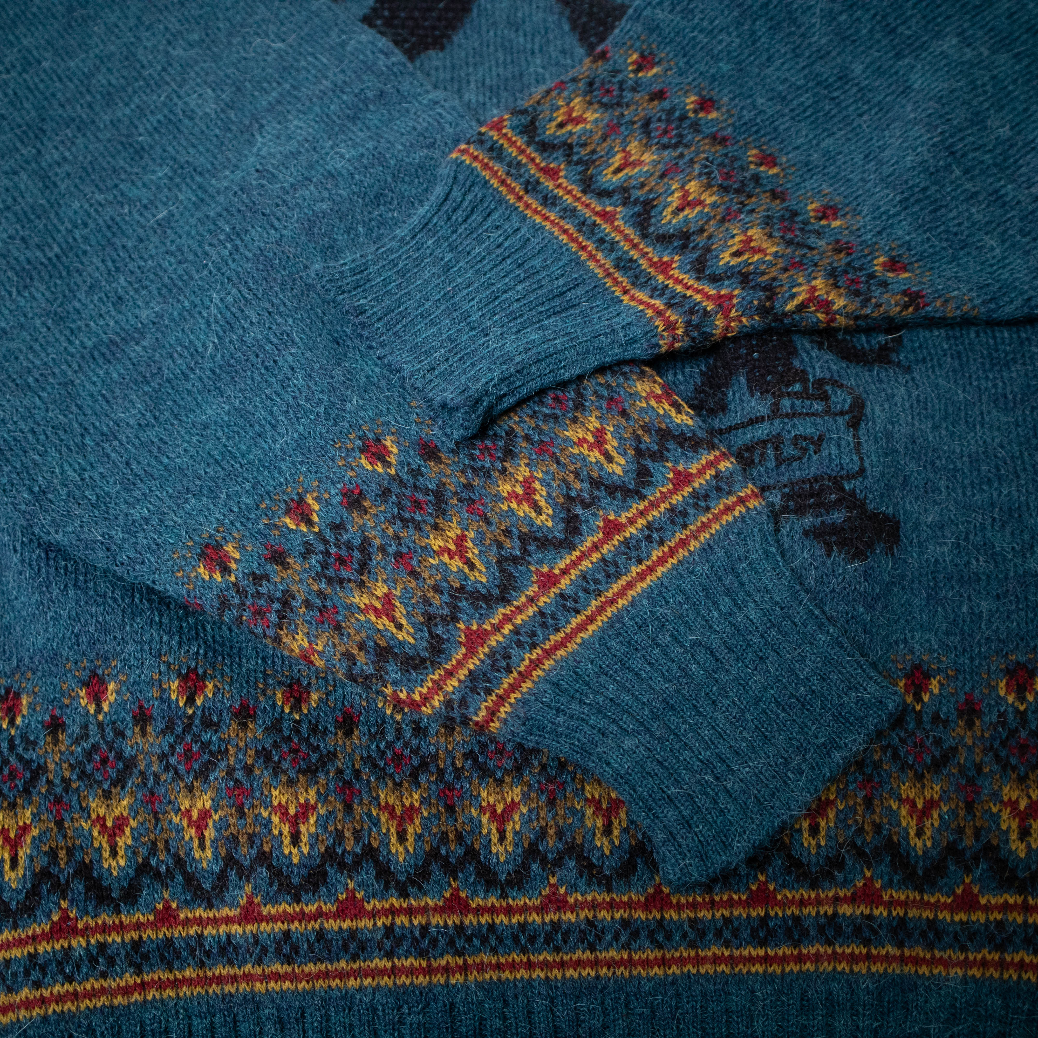 Vintage 80s 90s blue 50% alpaka and wool Sweater - Size L