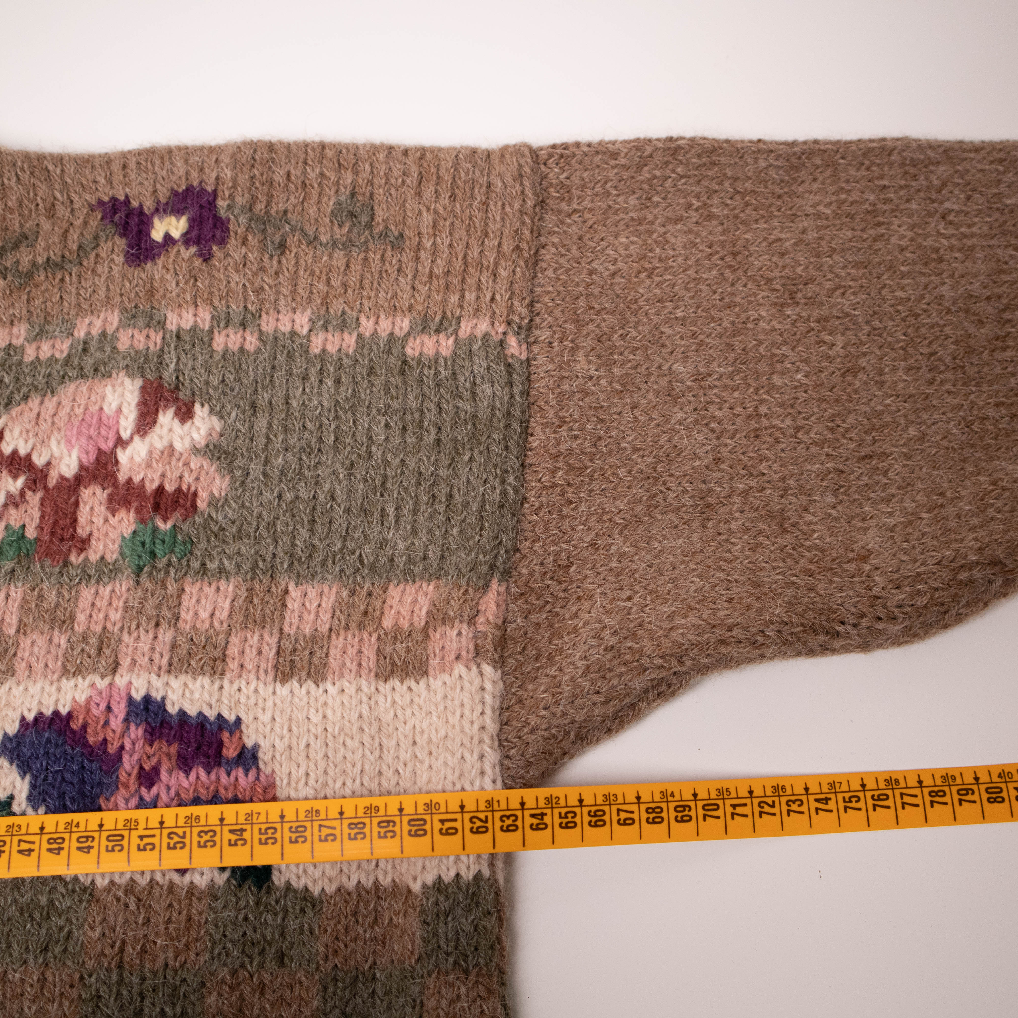 Vintage 80s 90s brown art hand knitted 50% Alpaka Sweater - Size XL