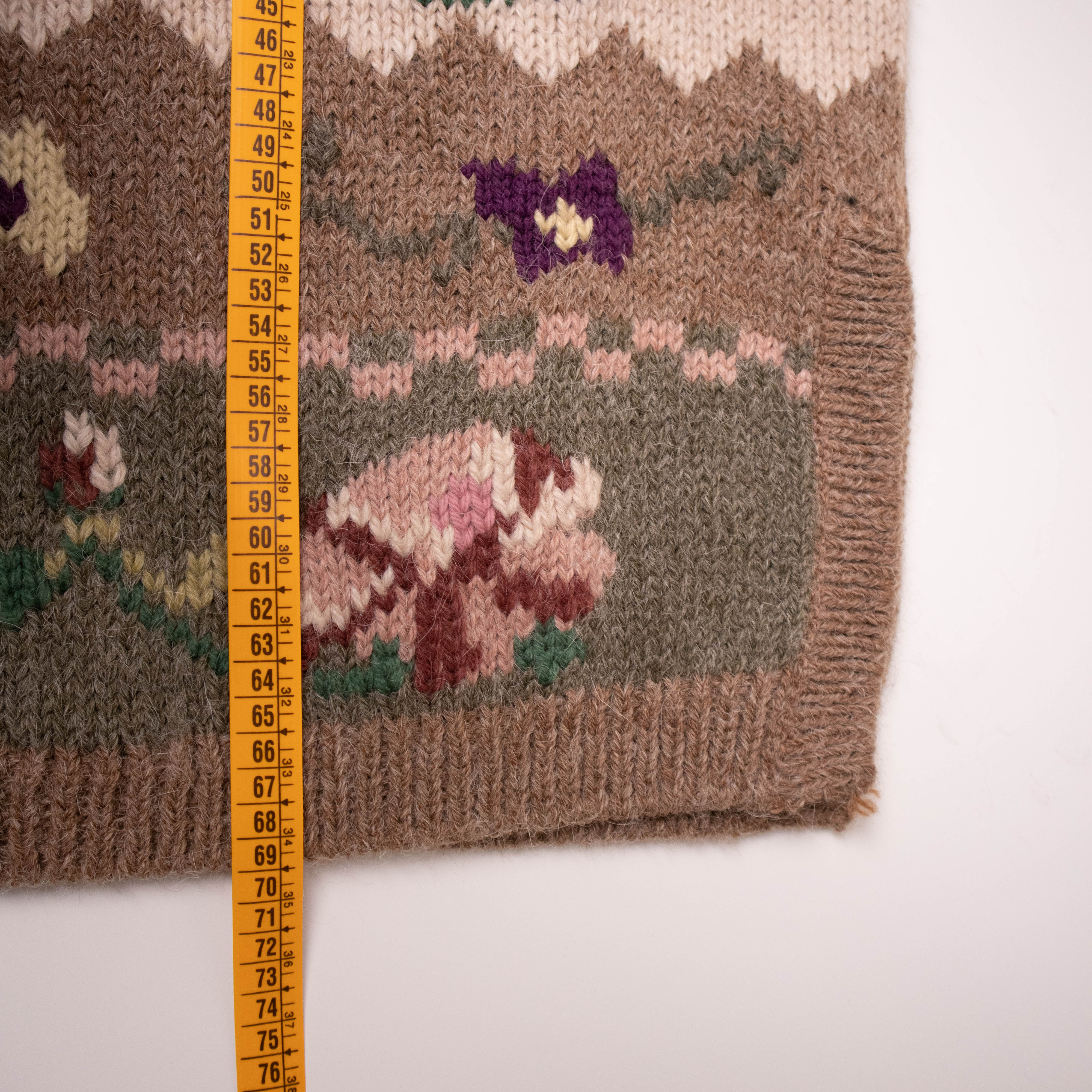 Vintage 80s 90s brown art hand knitted 50% Alpaka Sweater - Size XL