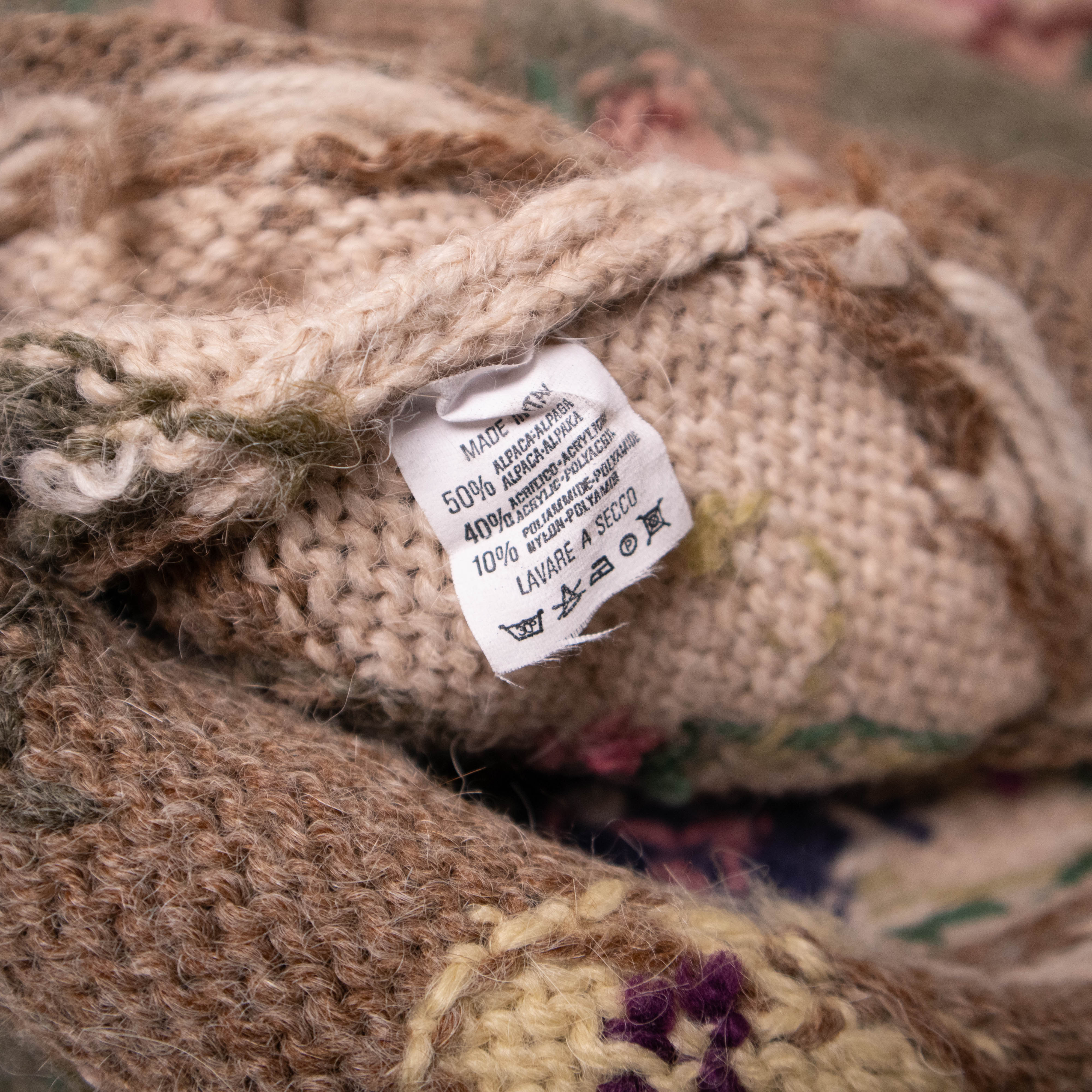 Vintage 80s 90s brown art hand knitted 50% Alpaka Sweater - Size XL