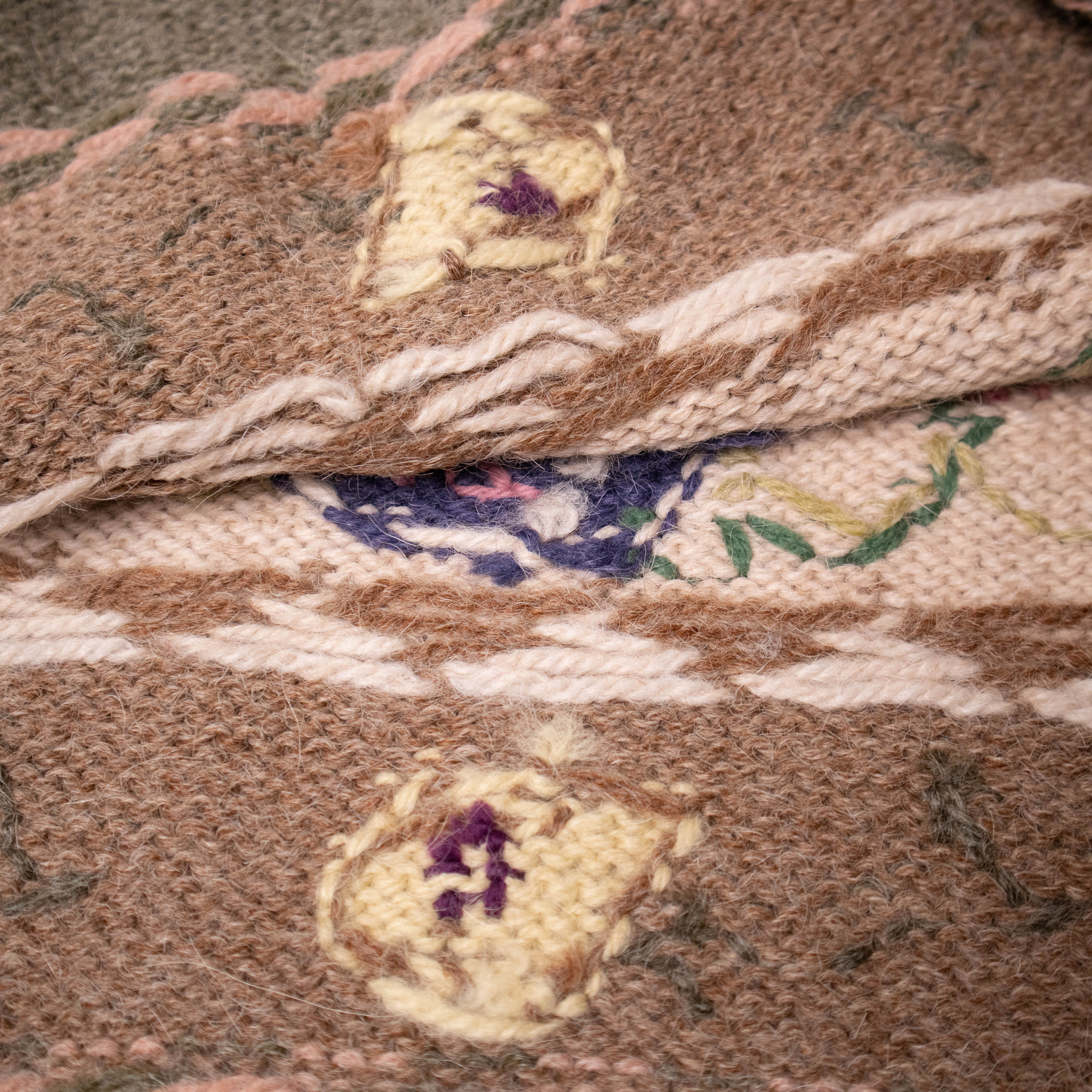 Vintage 80s 90s brown art hand knitted 50% Alpaka Sweater - Size XL