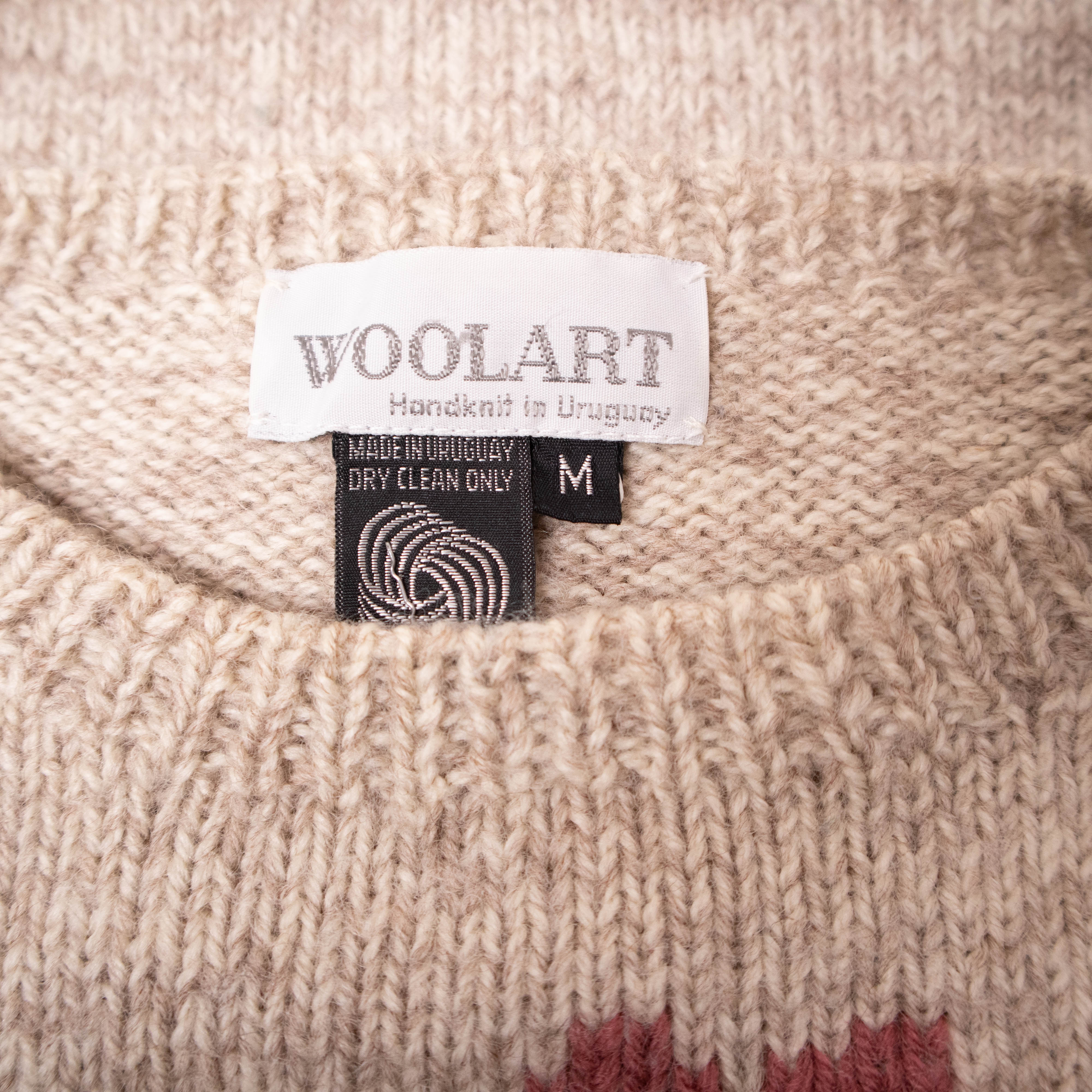 Vintage 80s 90s beige wool art knitted made in Uruguay Sweater  - Size S/M