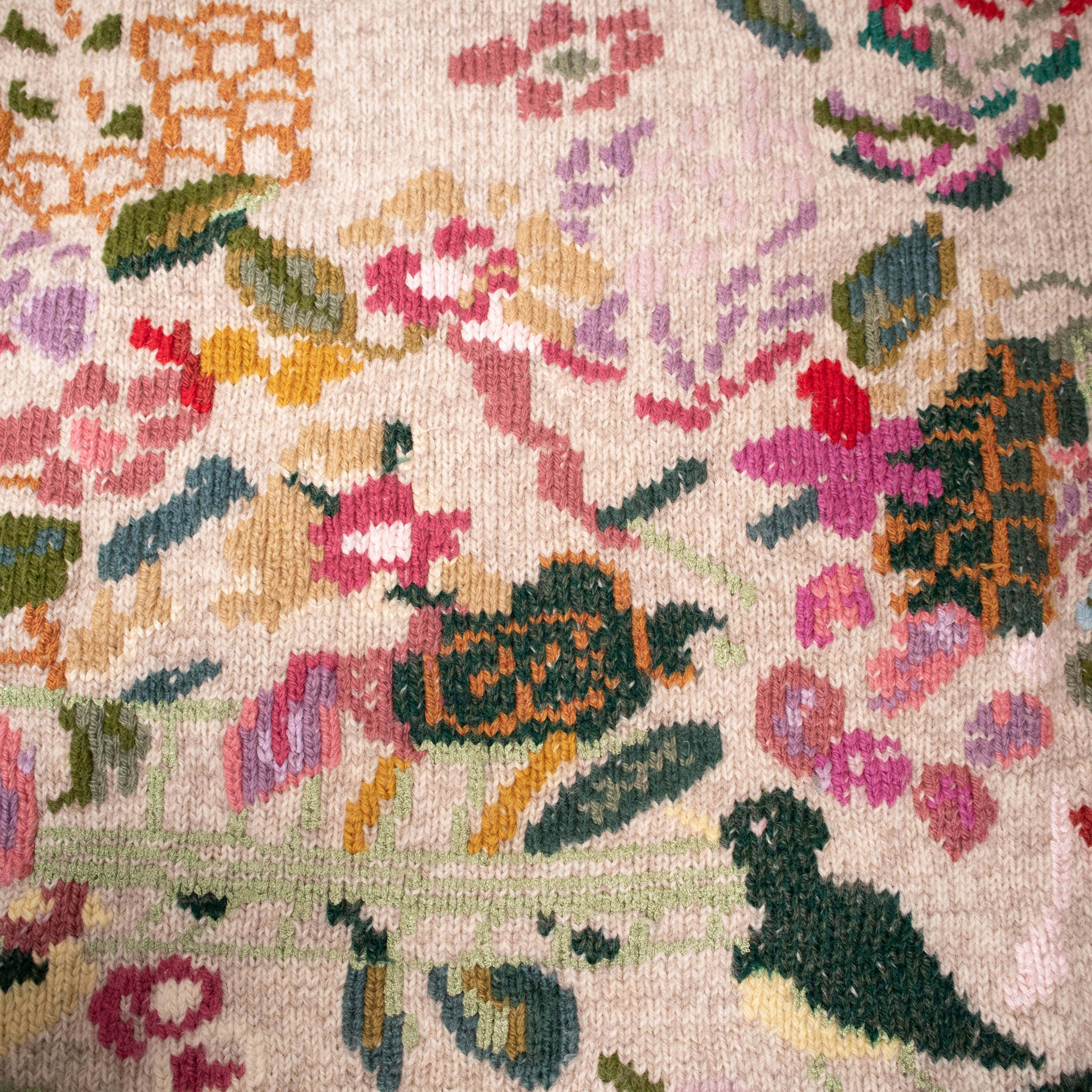 Vintage 80s 90s beige wool art knitted made in Uruguay Sweater  - Size S/M