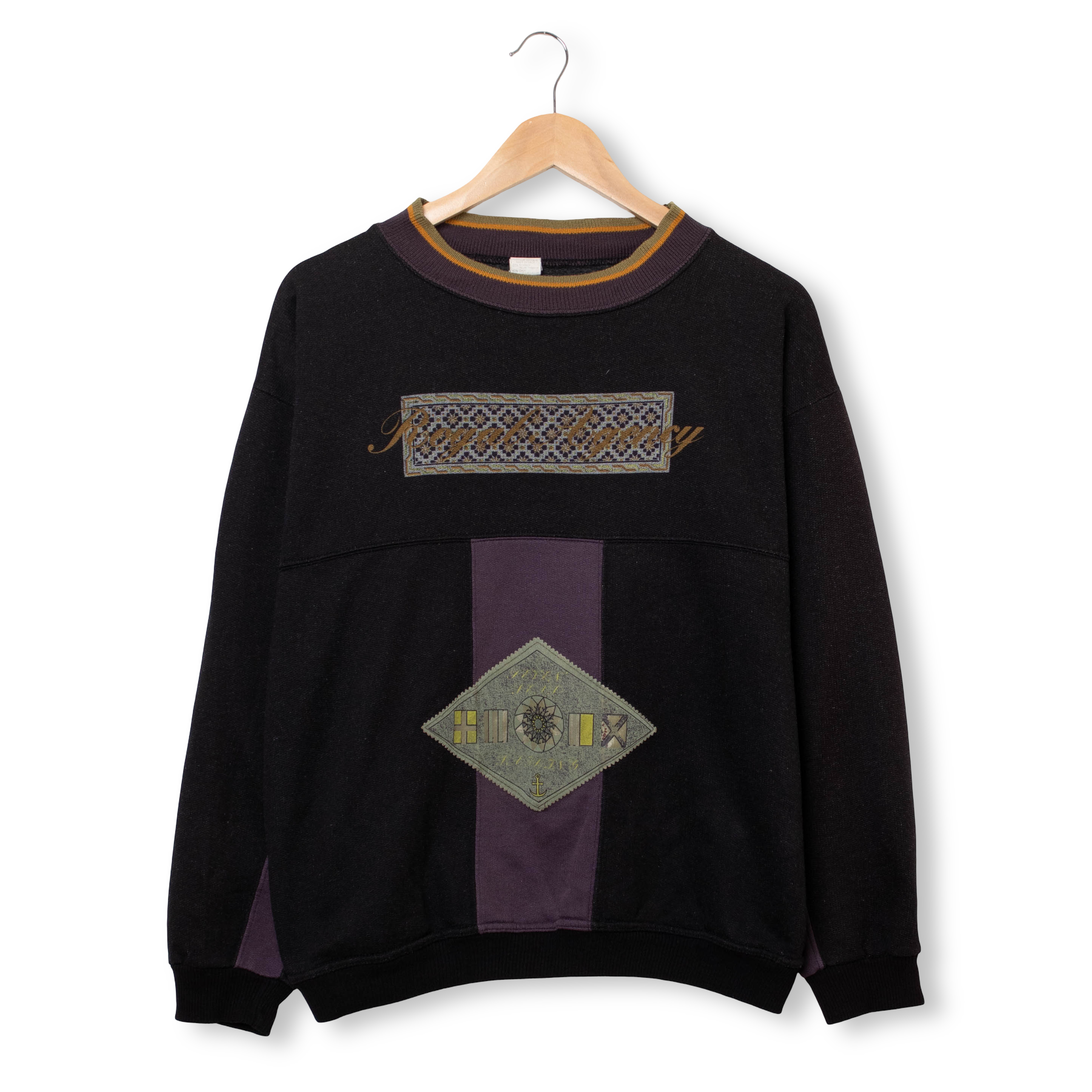 Vintage 80s 90s black embroidered Sweatshirt - Size M