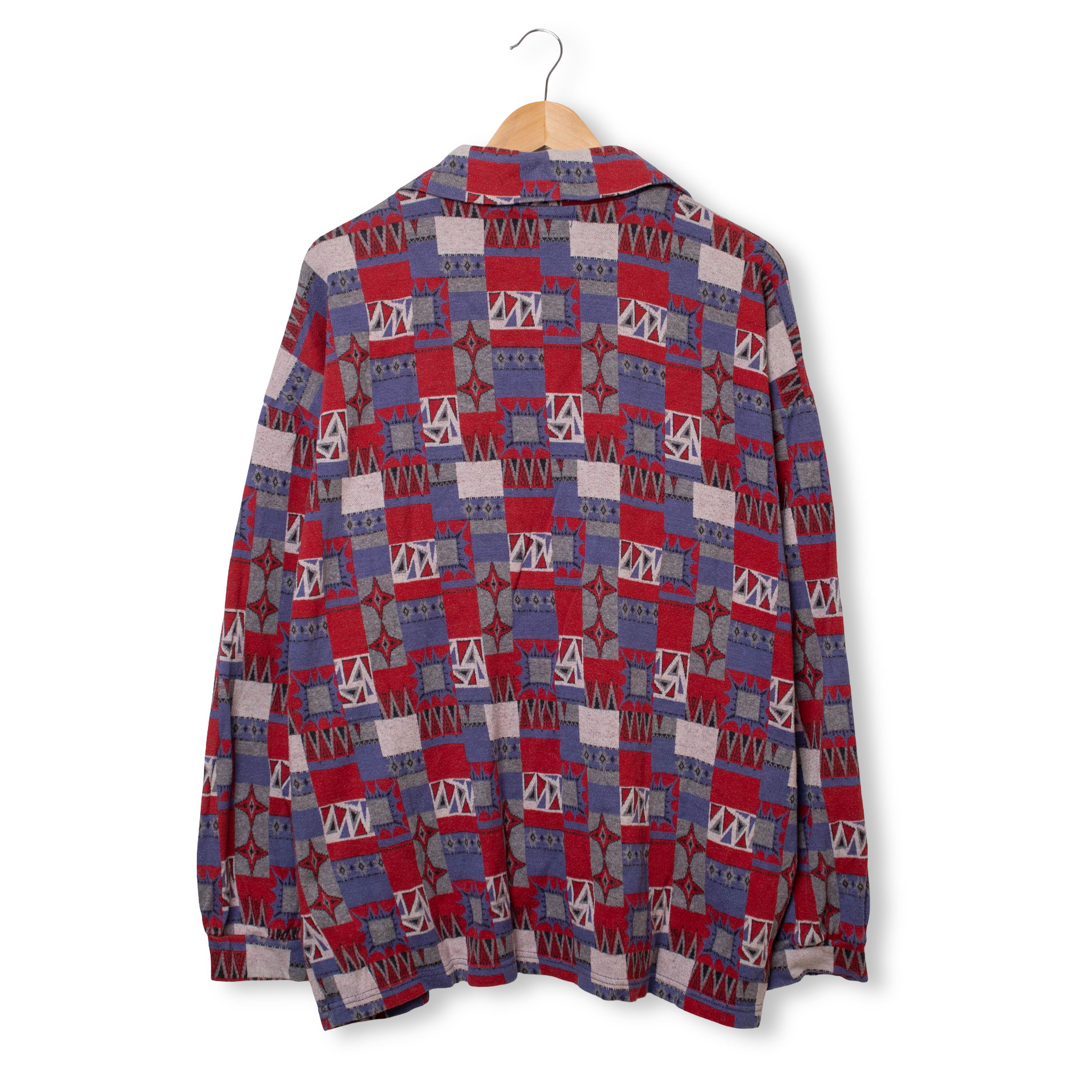Vintage 80s 90s red and blue geometric zip Sweatshirt - Size XXL