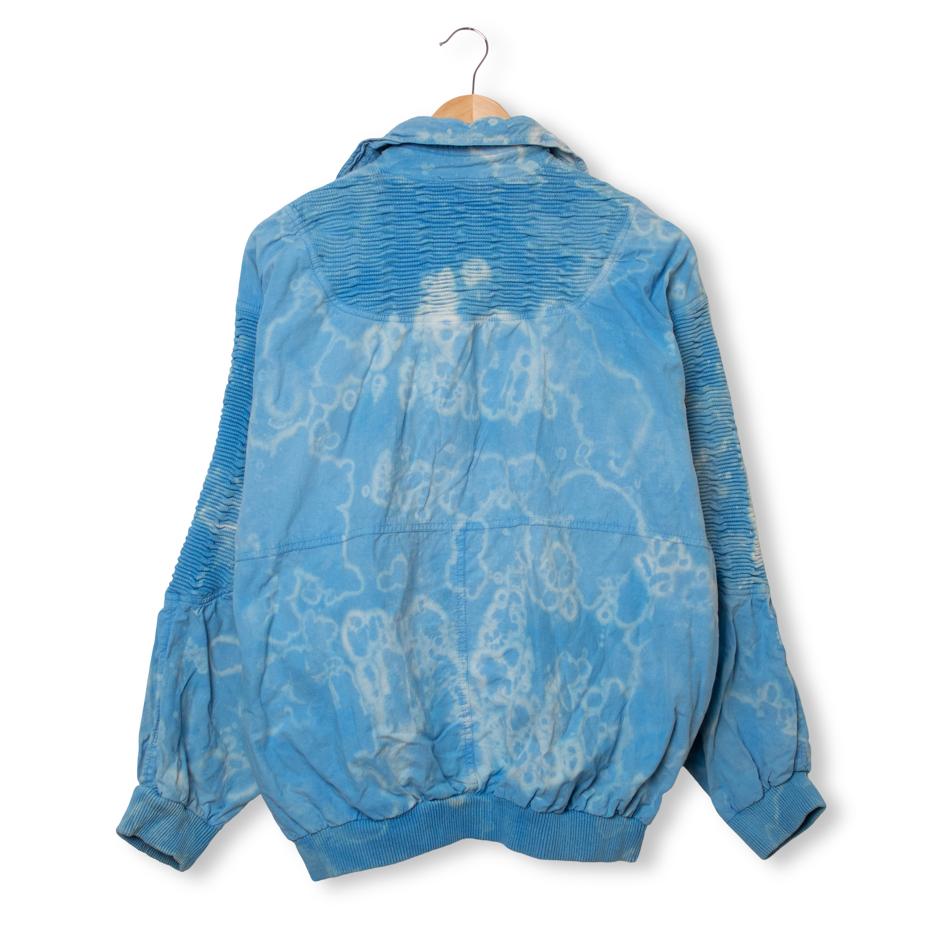 Vintage 80s 90s Rodeo blue tie dye buttoned Sweatshirt - Size L/XL