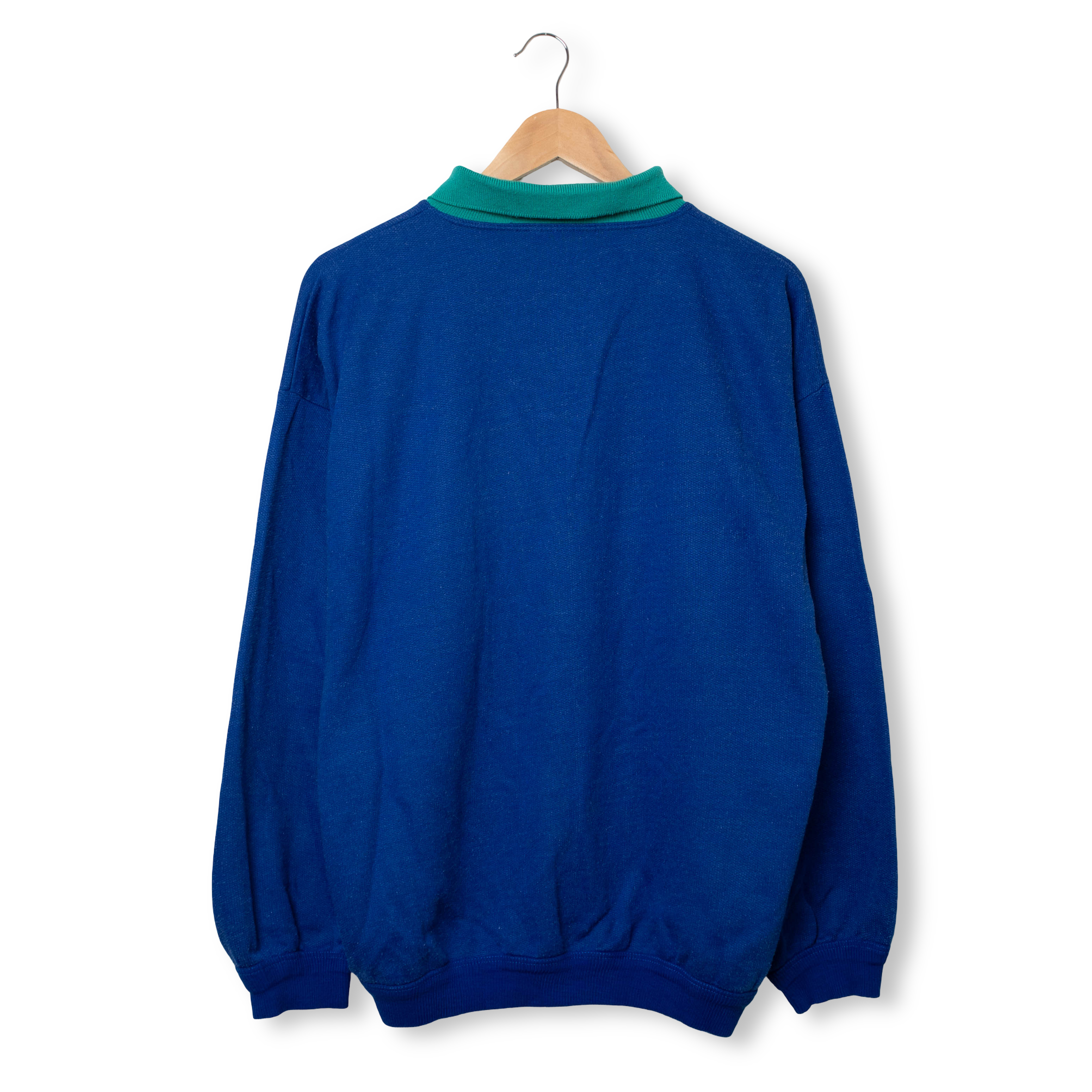 Vintage 80s 90s blue buttoned printed Sweatshirt - Size XL