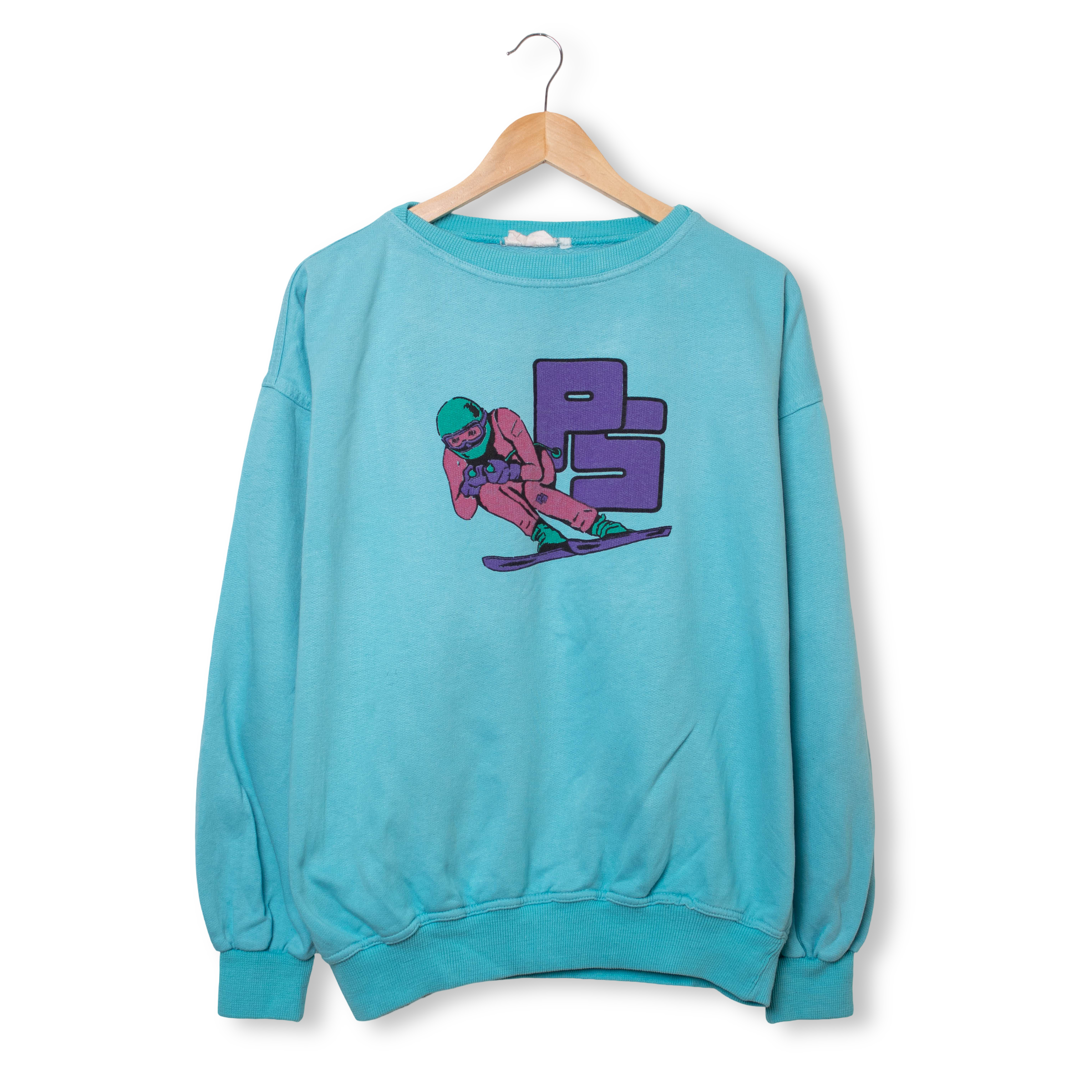 Vintage 80s 90s blue printed Sweatshirt - Size L