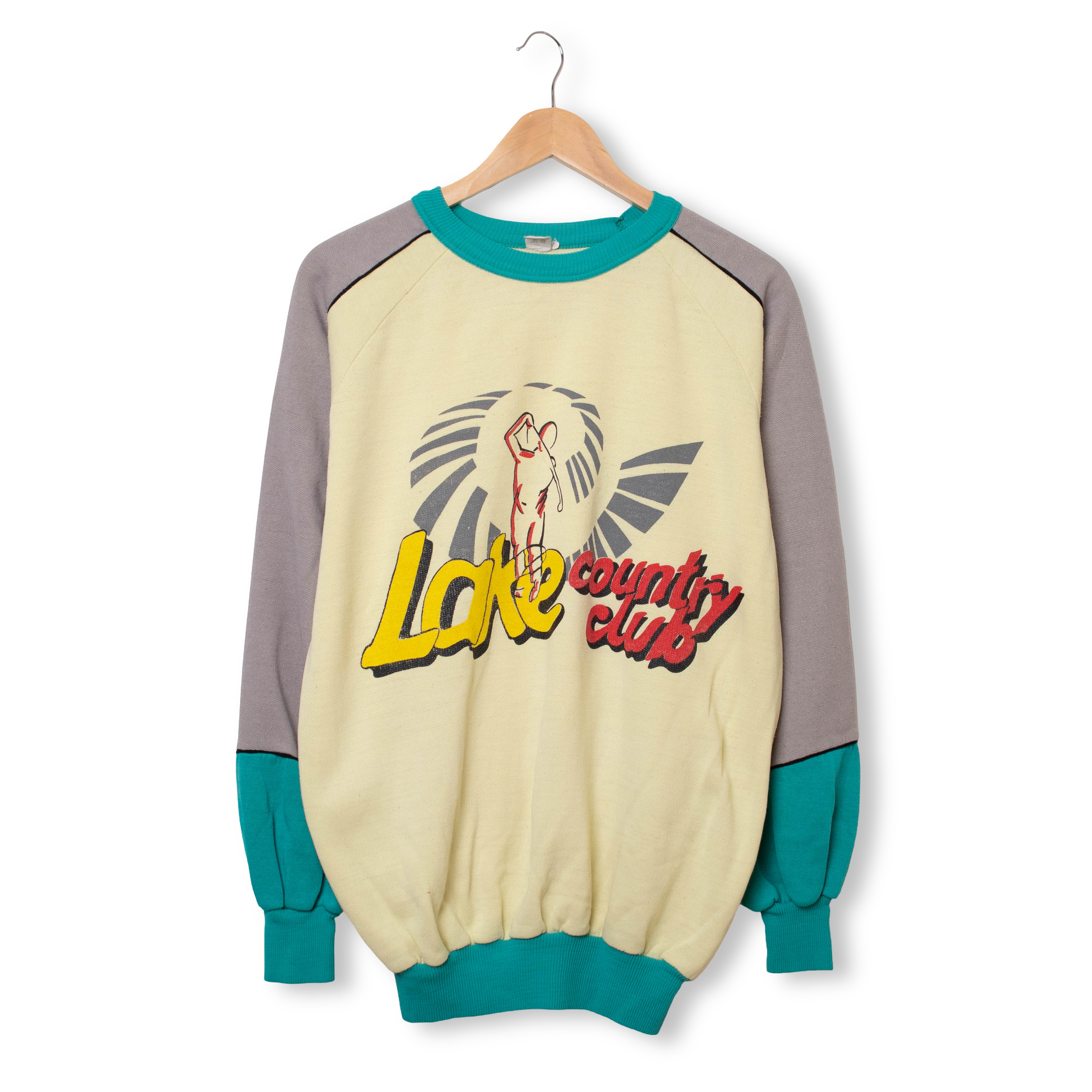 Vintage 80s 90s biege and grey printed Sweatshirt - Size L/XL