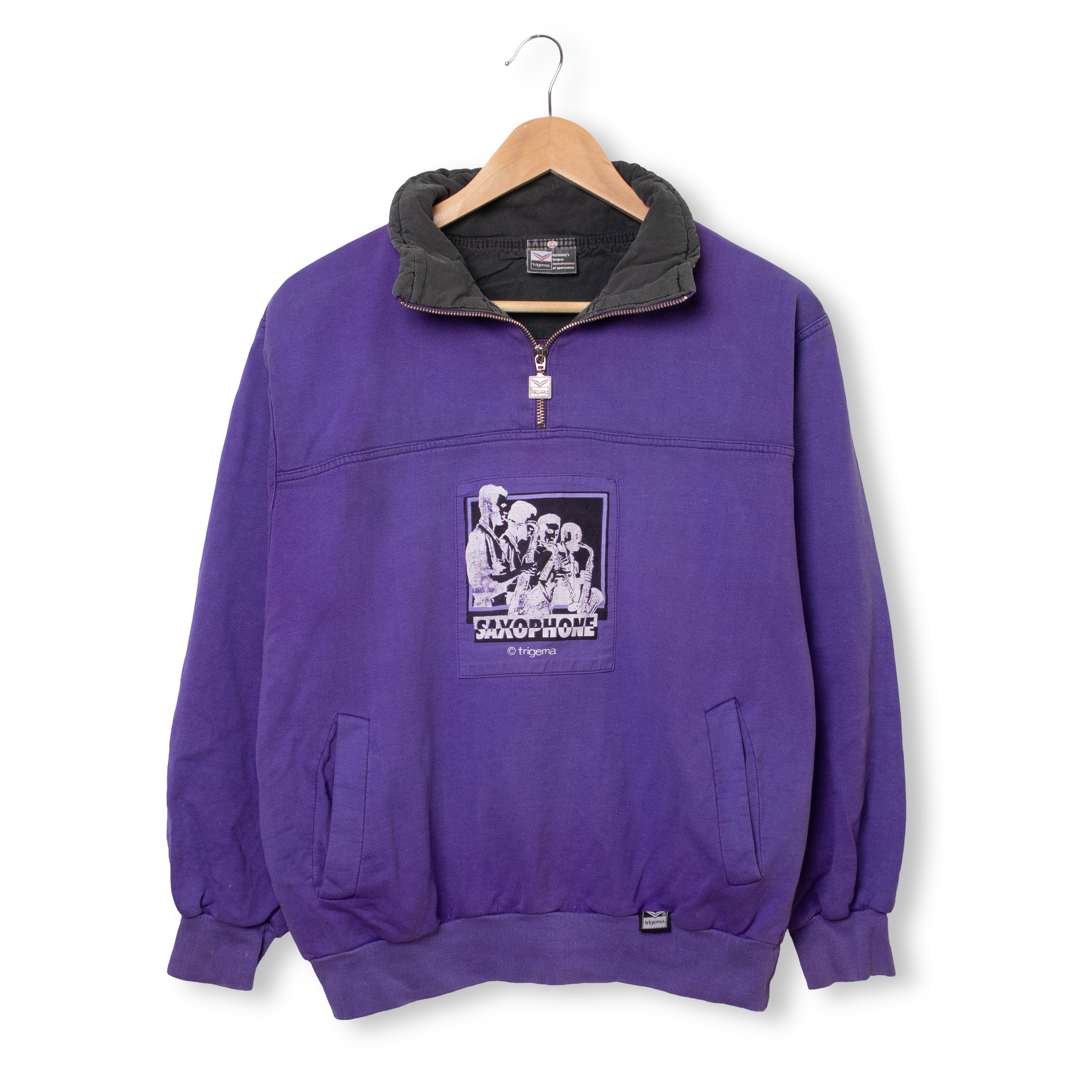 Vintage 80s 90s purple faded printed zip Sweatshirt - Size S