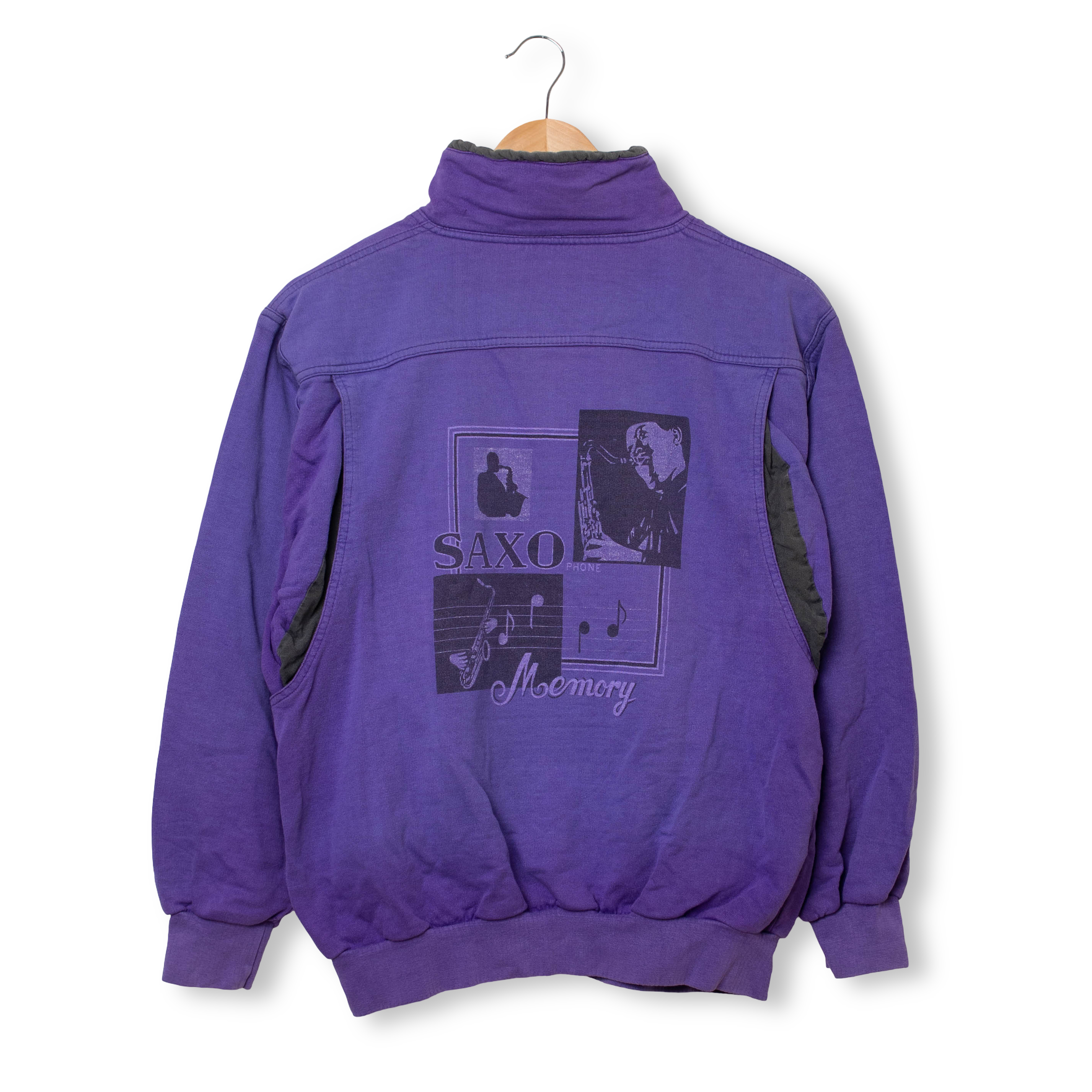 Vintage 80s 90s purple faded printed zip Sweatshirt - Size S