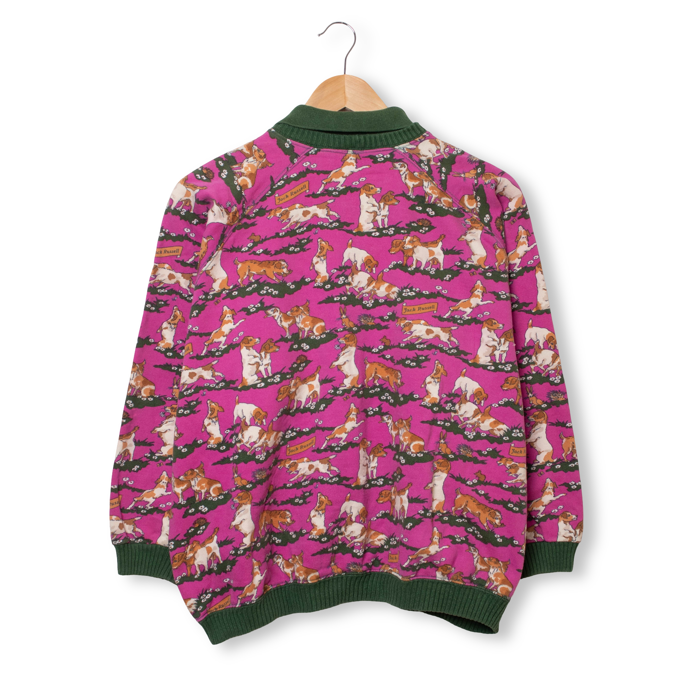Vintage 80s 90s Jack Russell pink and white Sweatshirt - Size M/L